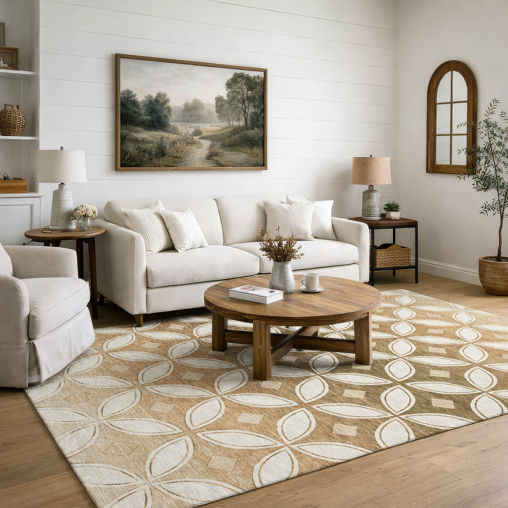 Chiang Mai Machine Washable Transitional Copper Orange Rug 3' x 5' #shape_Rectangle