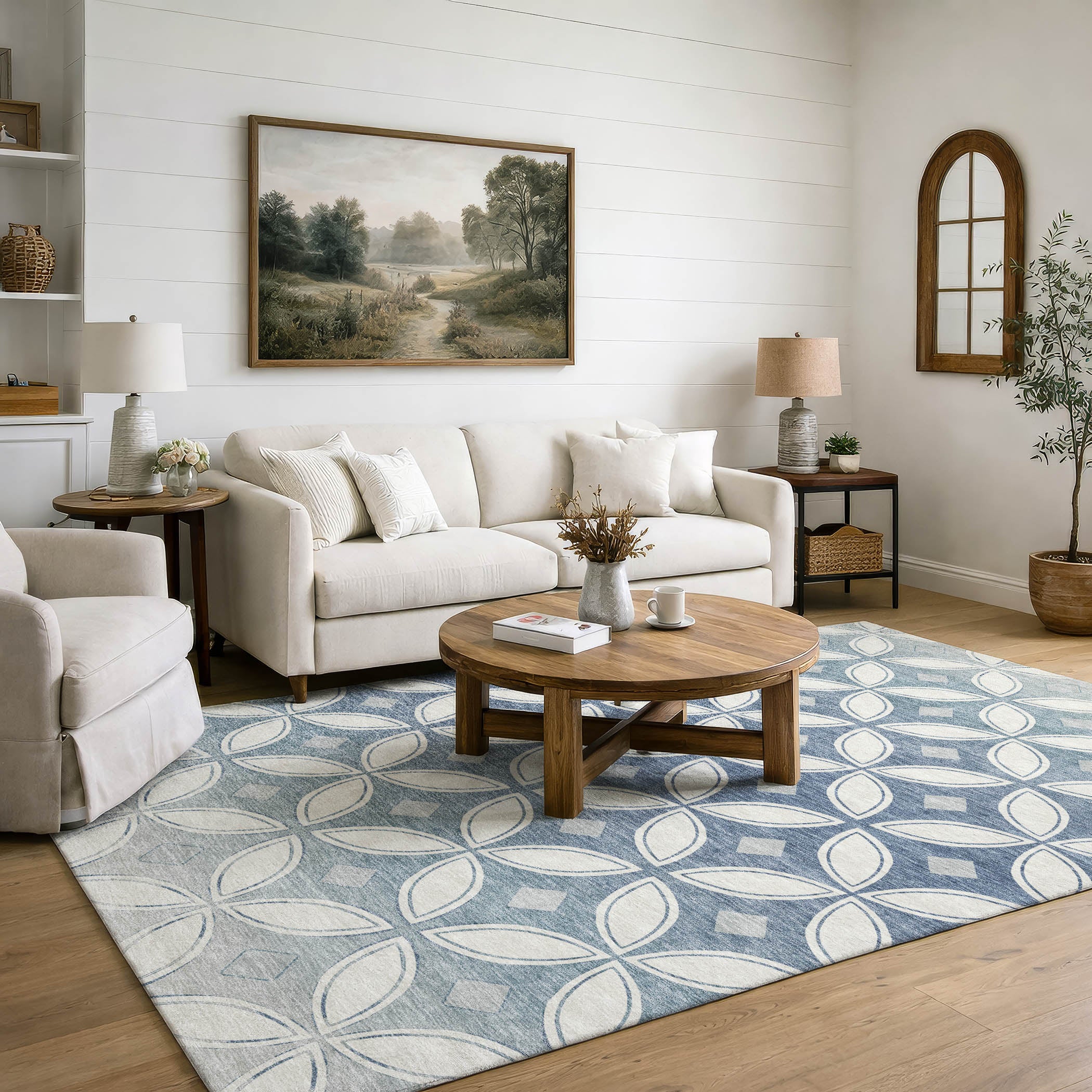 Chiang Mai Machine Washable Transitional Ivory Rug 3' x 5' #shape_Rectangle