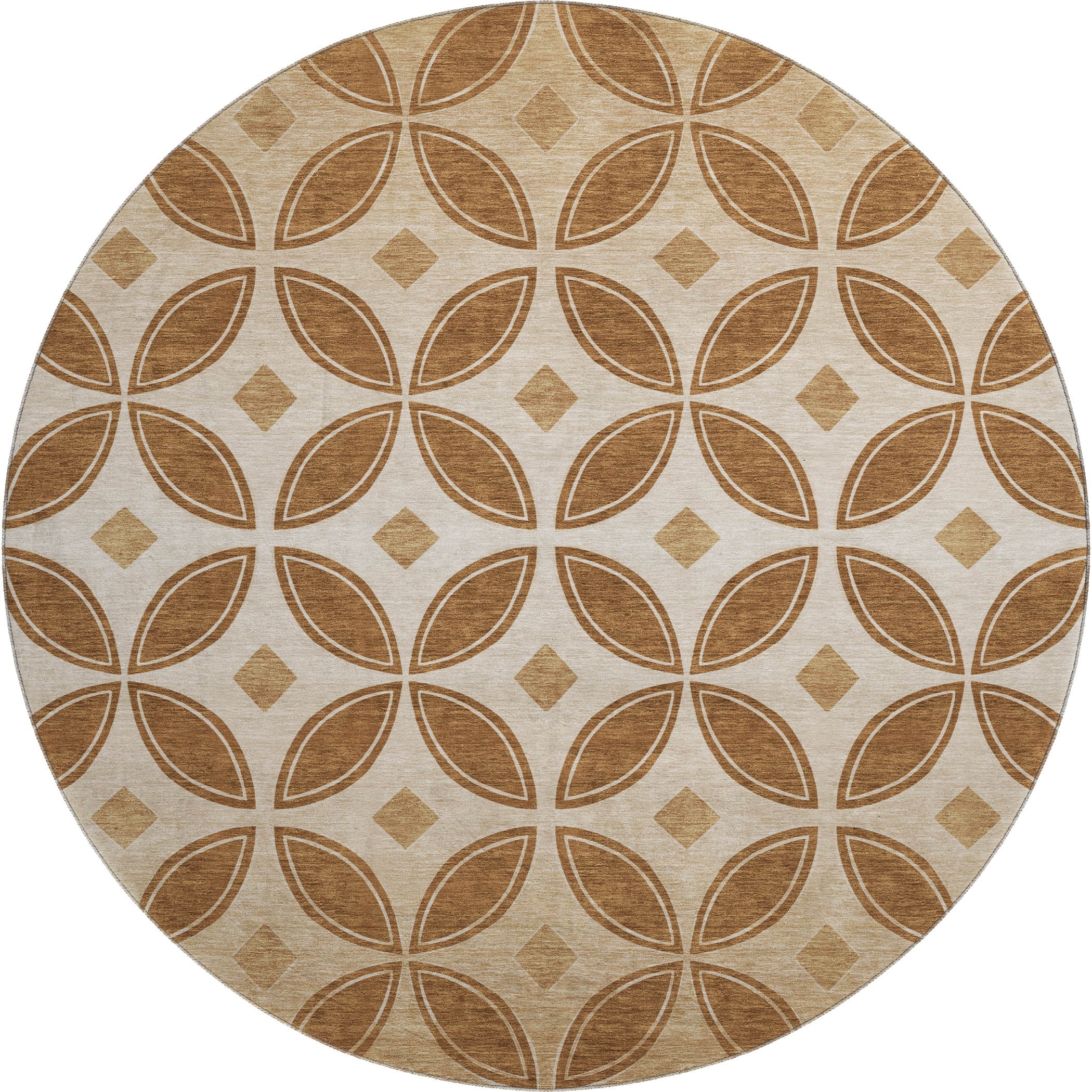 Chiang Mai Machine Washable Transitional Paprika Orange Rug 8' x 8' #shape_Round