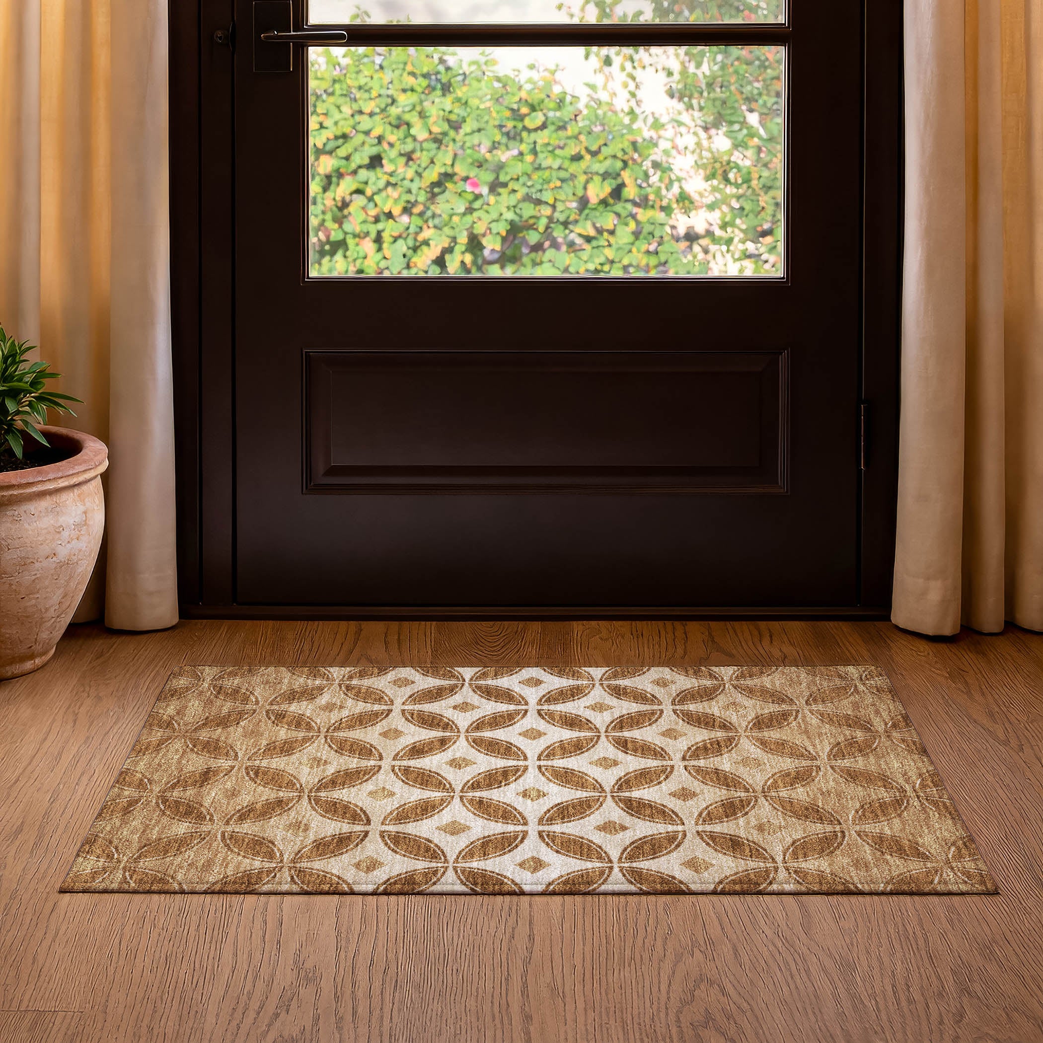 Chiang Mai Machine Washable Transitional Paprika Orange Rug 1'8" x 2'6" #shape_Rectangle