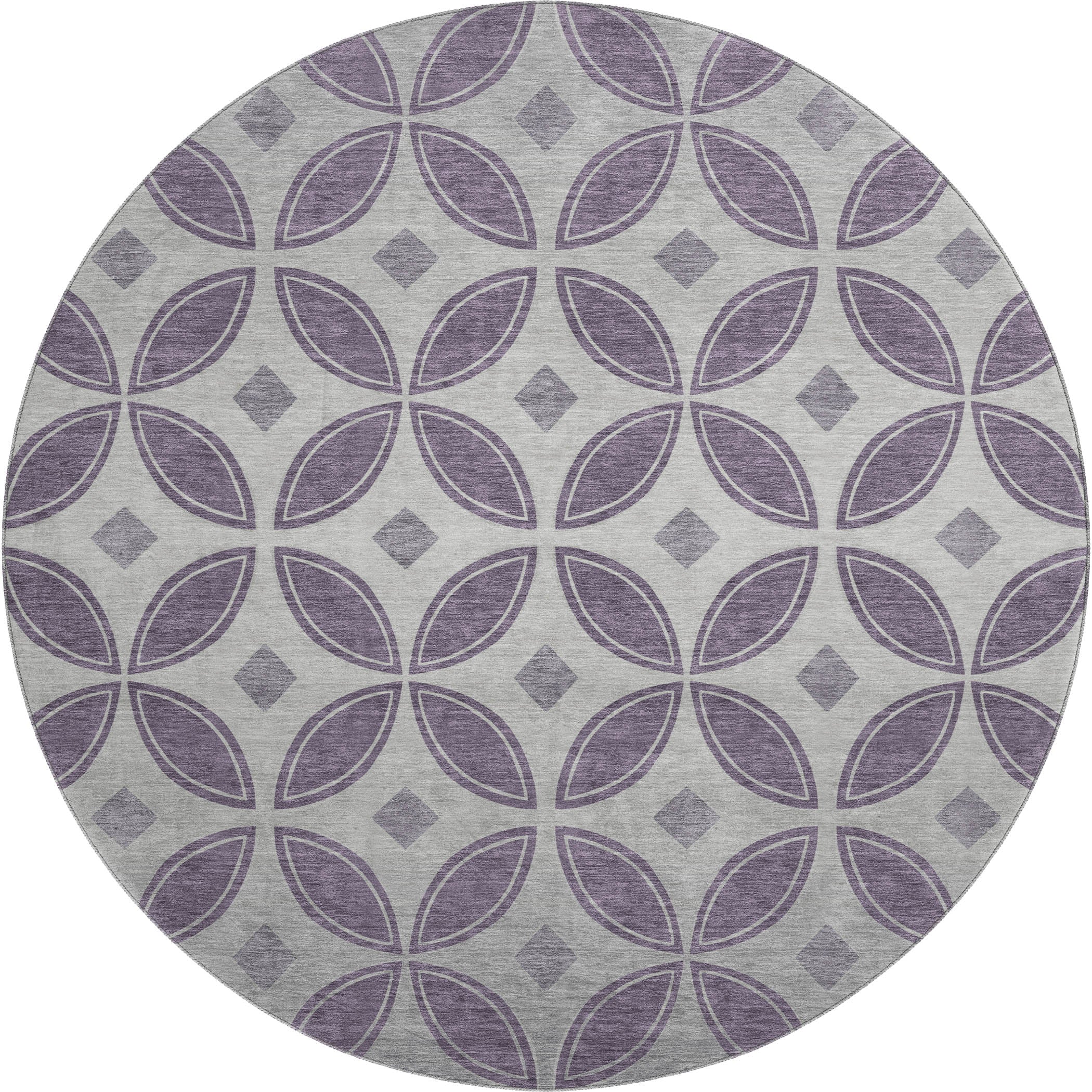 Chiang Mai Machine Washable Transitional Plum Purple Rug 8' x 8' #shape_Round