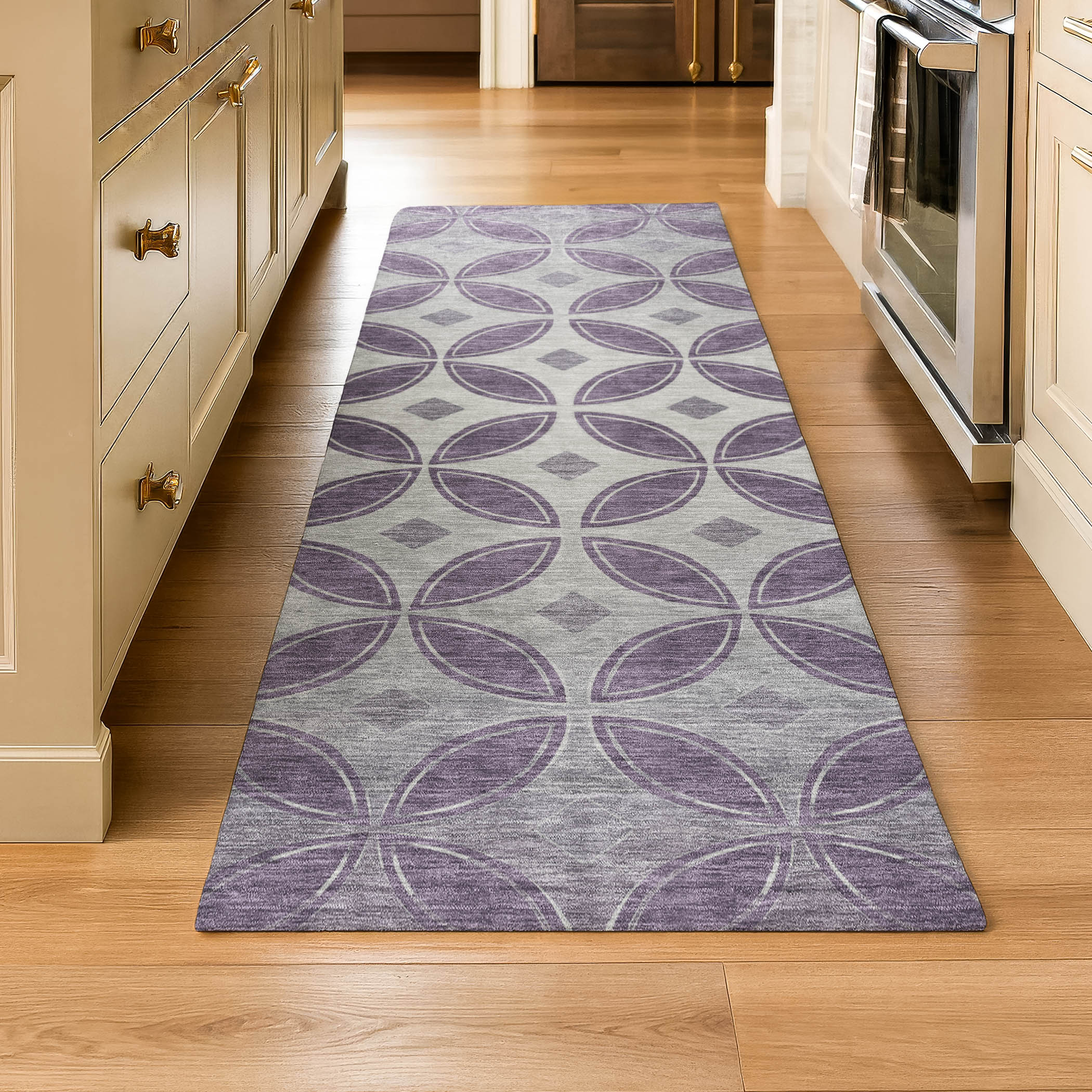 Chiang Mai Machine Washable Transitional Plum Purple Rug 2'3" x 7'6" #shape_Runner
