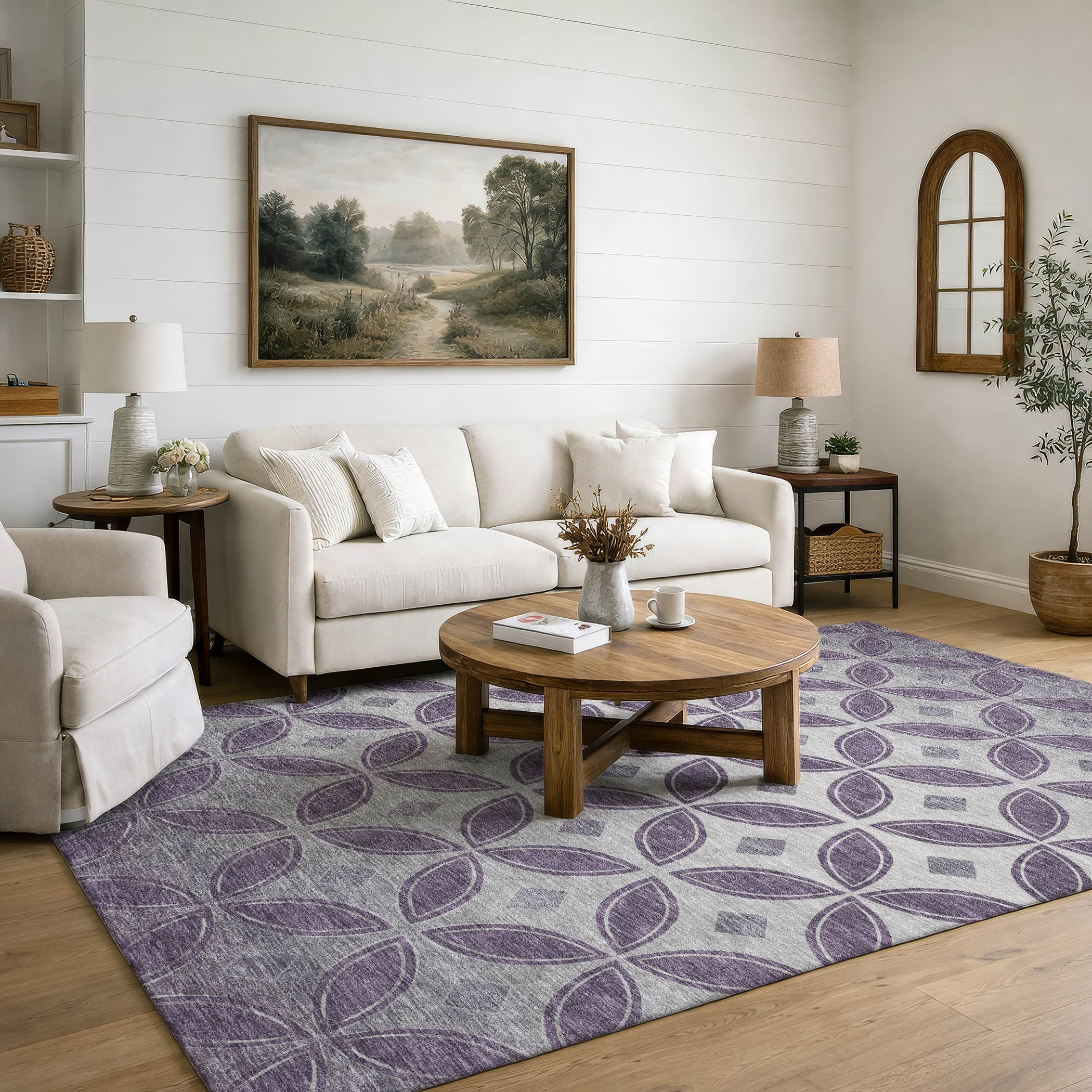 Chiang Mai Machine Washable Transitional Plum Purple Rug 3' x 5' #shape_Rectangle