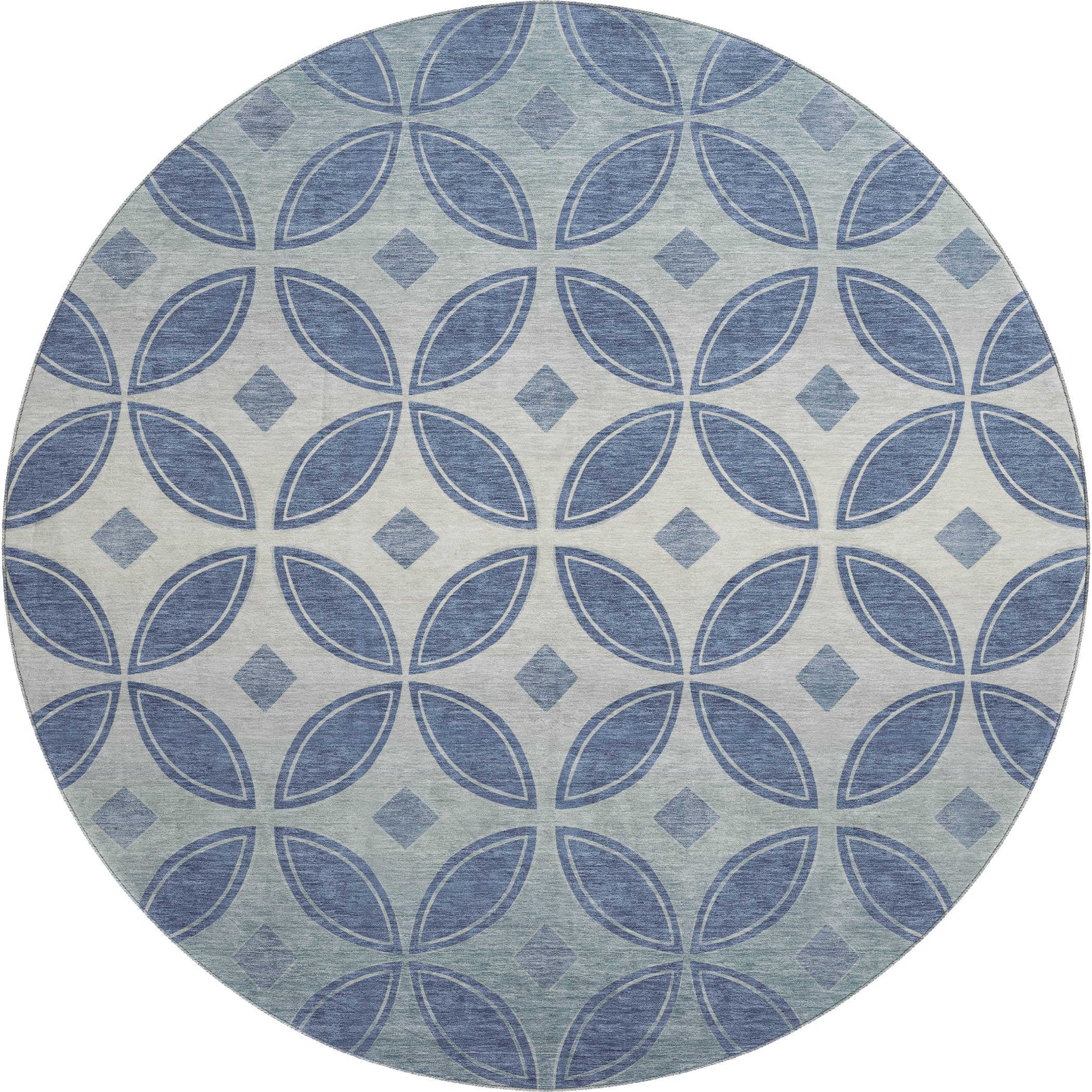 Chiang Mai Machine Washable Transitional Teal Rug 8' x 8' #shape_Round
