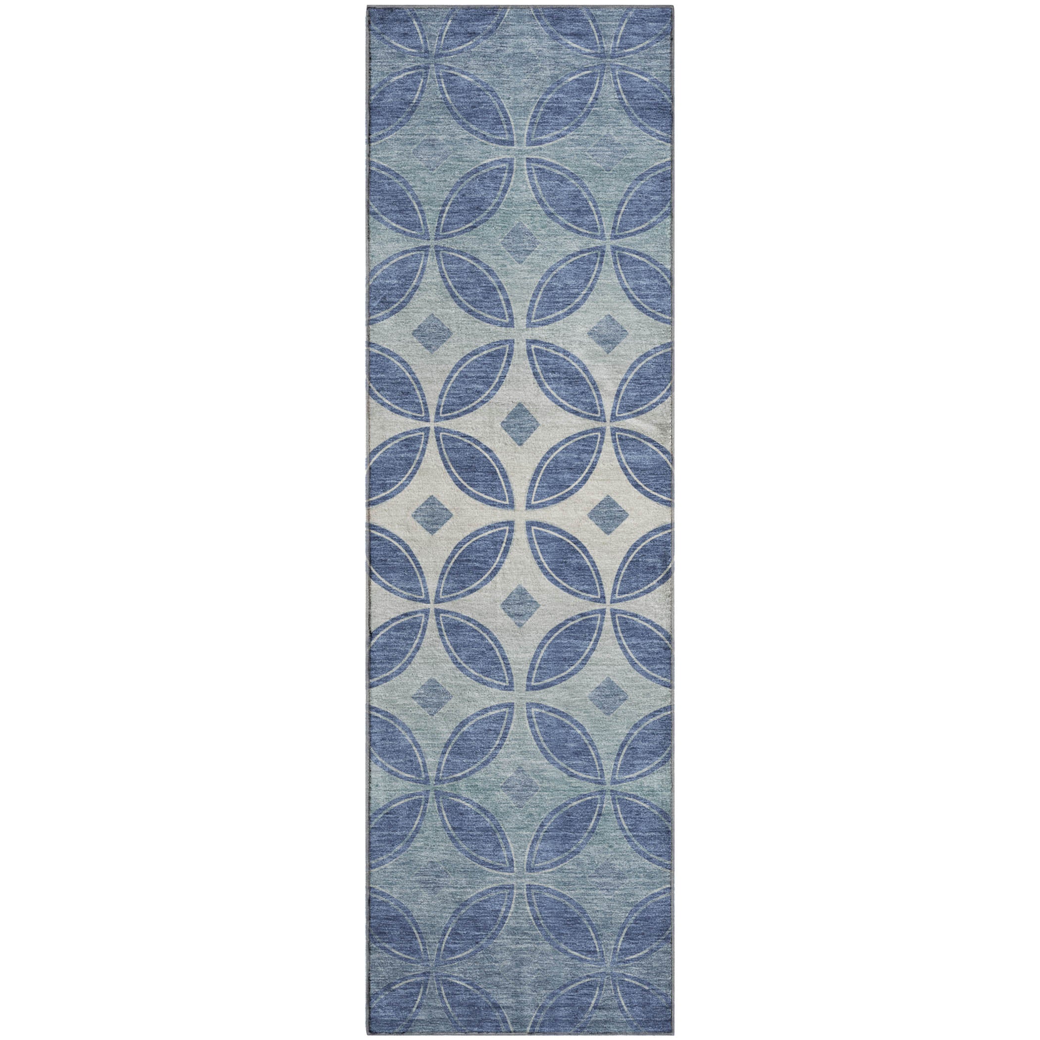 Chiang Mai Machine Washable Transitional Teal Rug 2'3" x 7'6" #shape_Runner