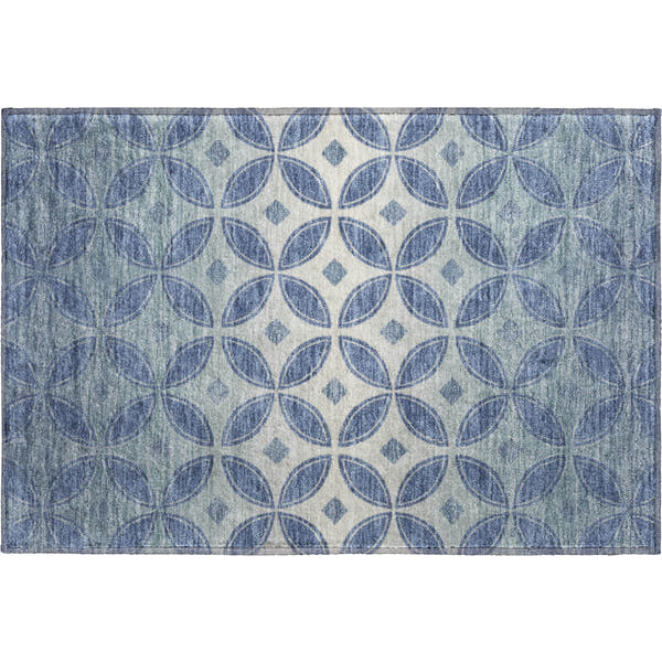 Chiang Mai Machine Washable Transitional Teal Rug 1'8" x 2'6"