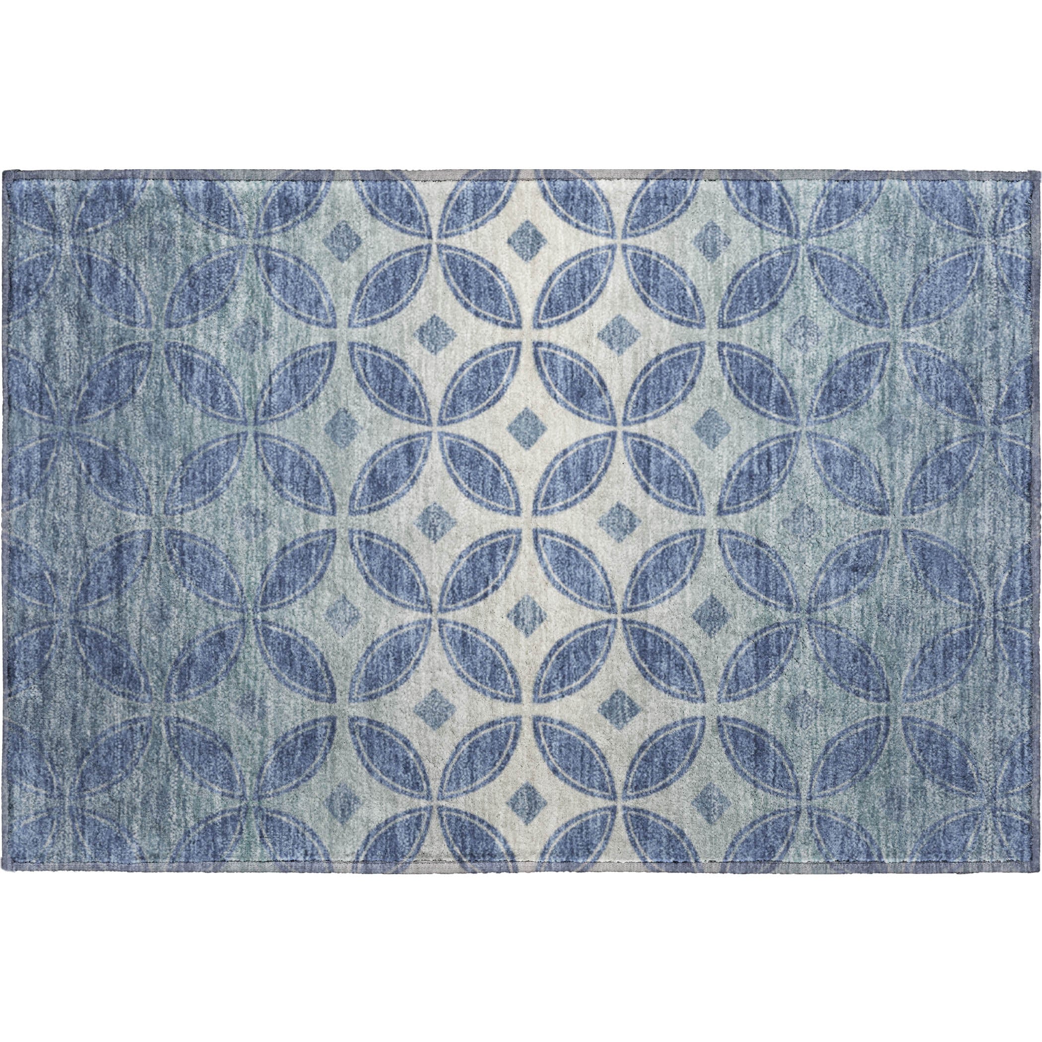 Chiang Mai Machine Washable Transitional Teal Rug 1'8" x 2'6" #shape_Rectangle
