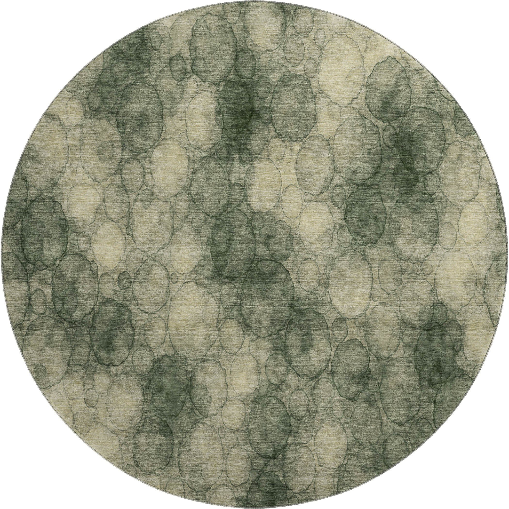 Tallinn Machine Washable Transitional Basil Green Rug 8' x 8' #shape_Round