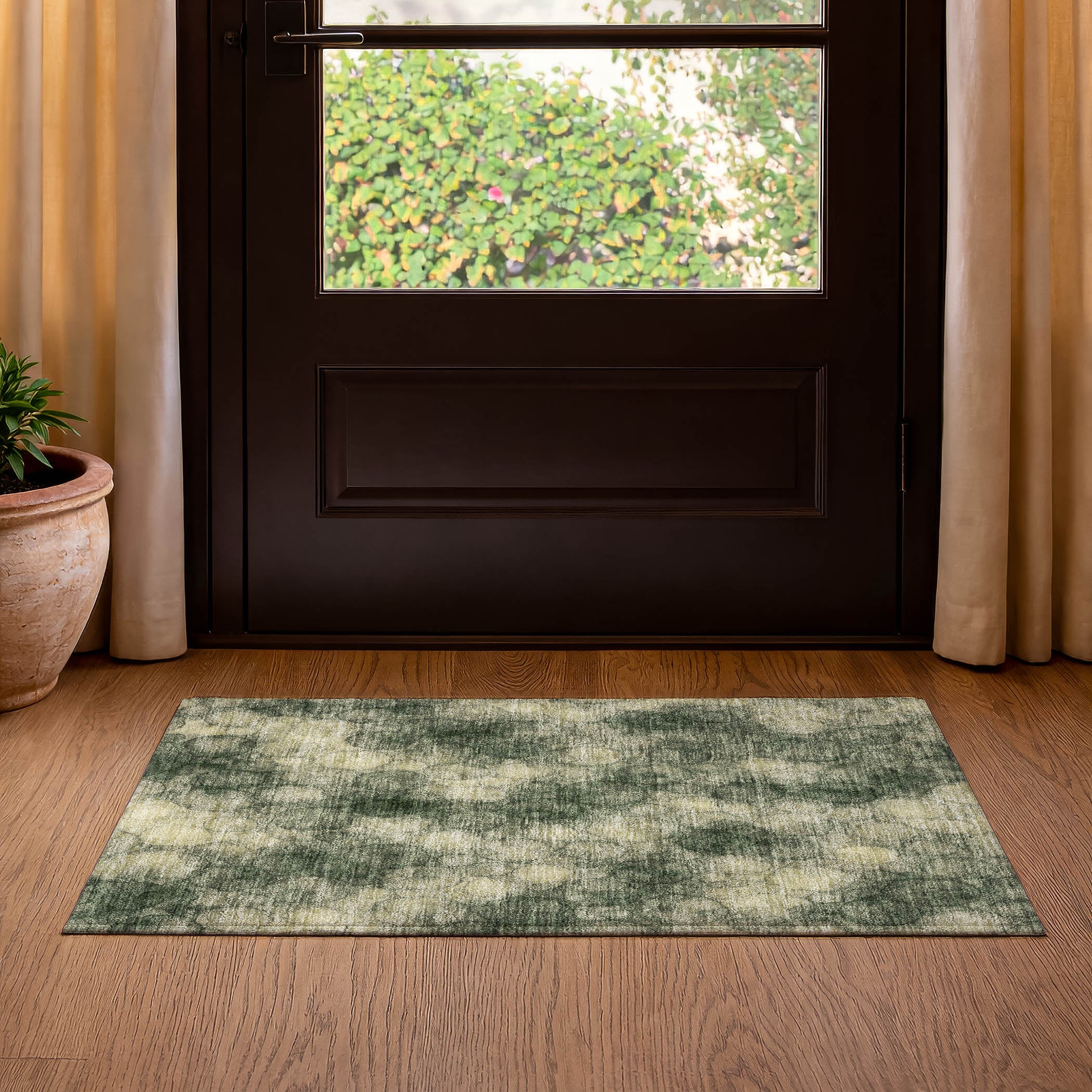Tallinn Machine Washable Transitional Basil Green Rug 1'8" x 2'6" #shape_Rectangle