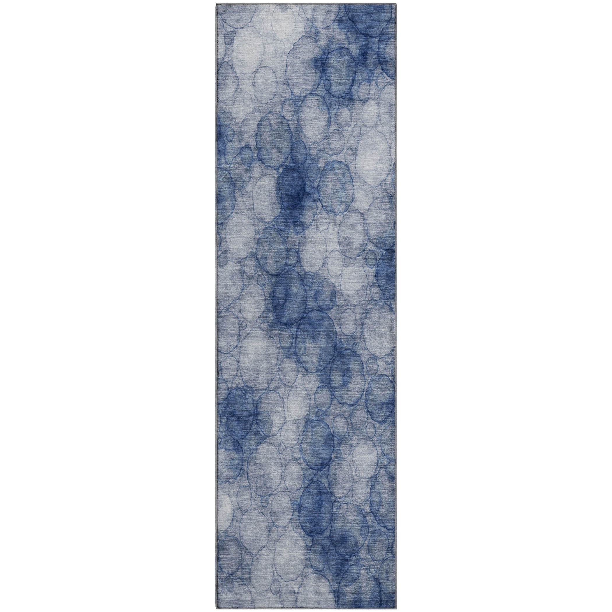 Tallinn Machine Washable Transitional Navy Blue Rug 2'3" x 7'6" #shape_Runner