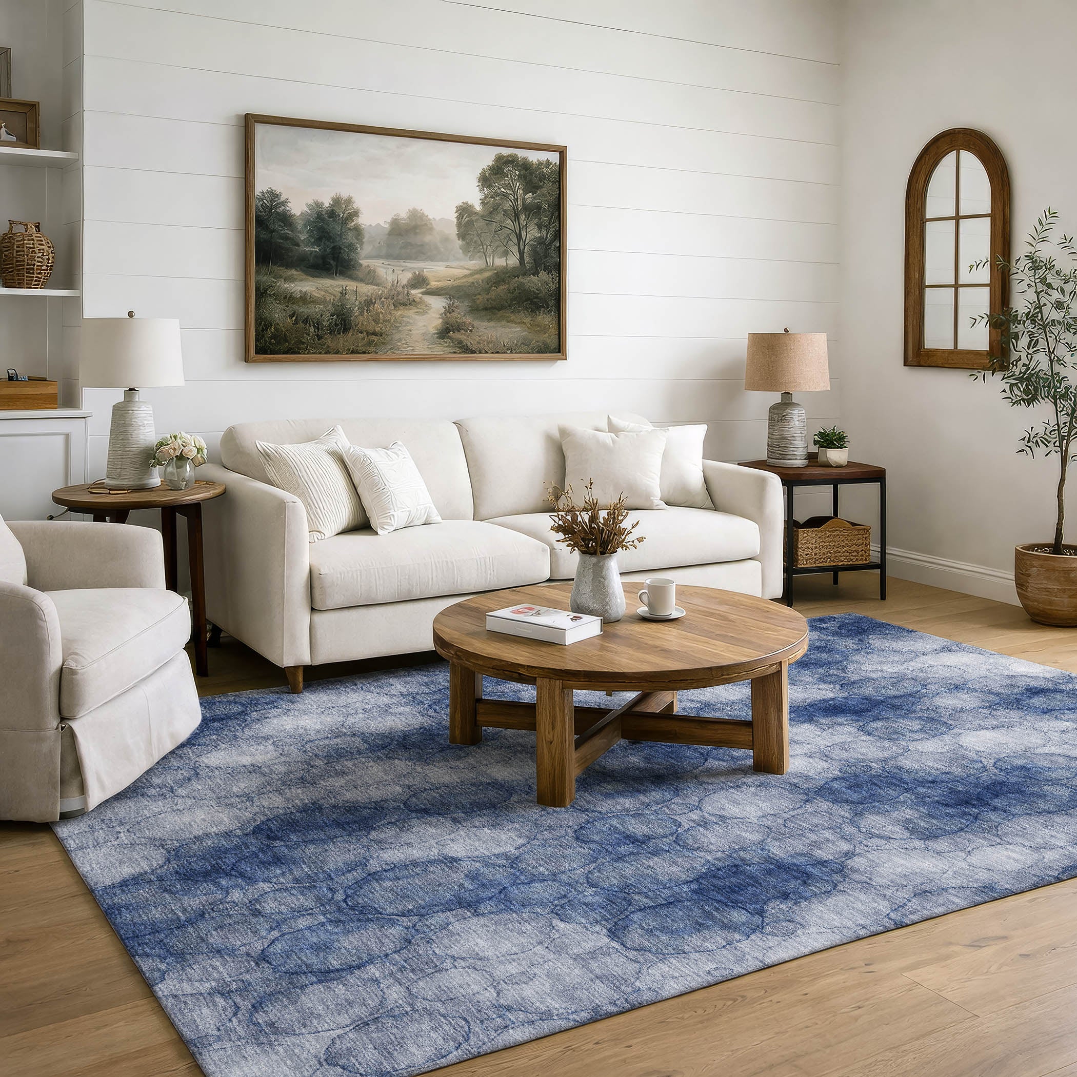 Tallinn Machine Washable Transitional Navy Blue Rug 3' x 5' #shape_Rectangle