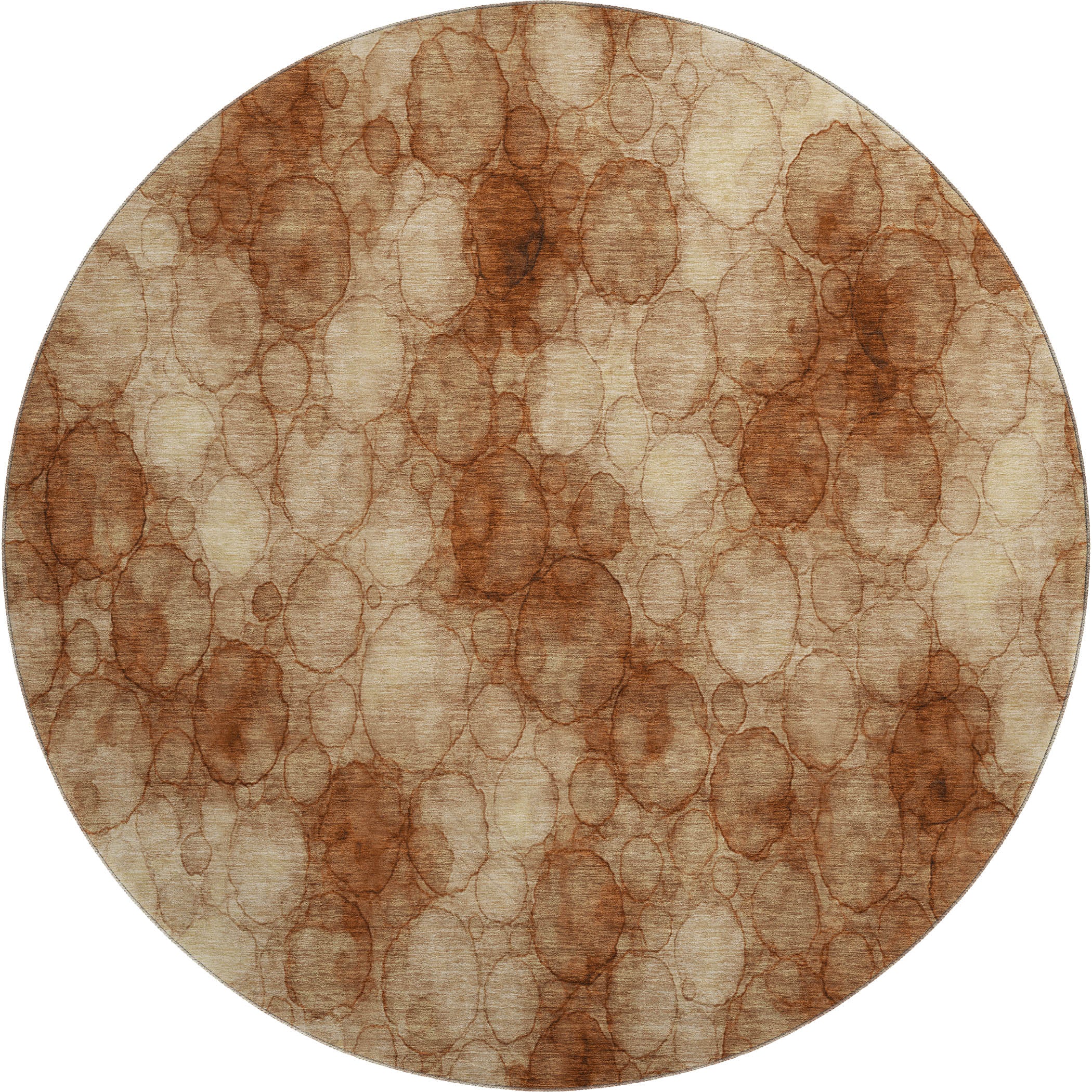 Tallinn Machine Washable Transitional Paprika Orange Rug 8' x 8' #shape_Round
