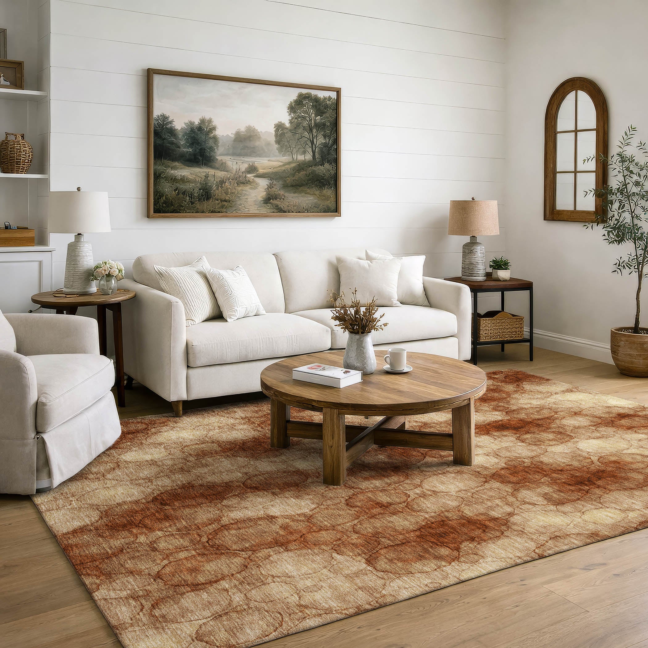 Tallinn Machine Washable Transitional Paprika Orange Rug 3' x 5' #shape_Rectangle