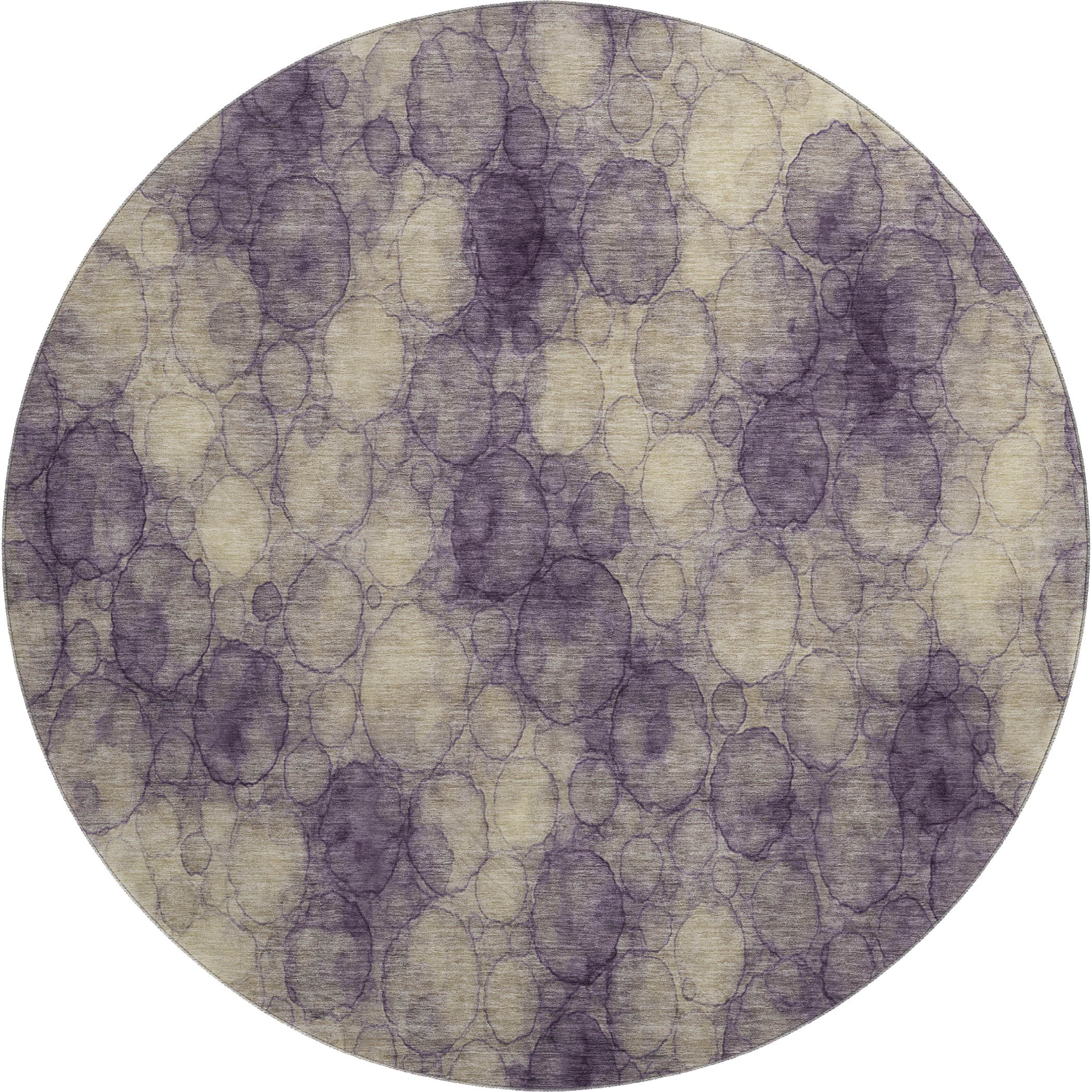 Tallinn Machine Washable Transitional Plum Purple Rug 8' x 8' #shape_Round