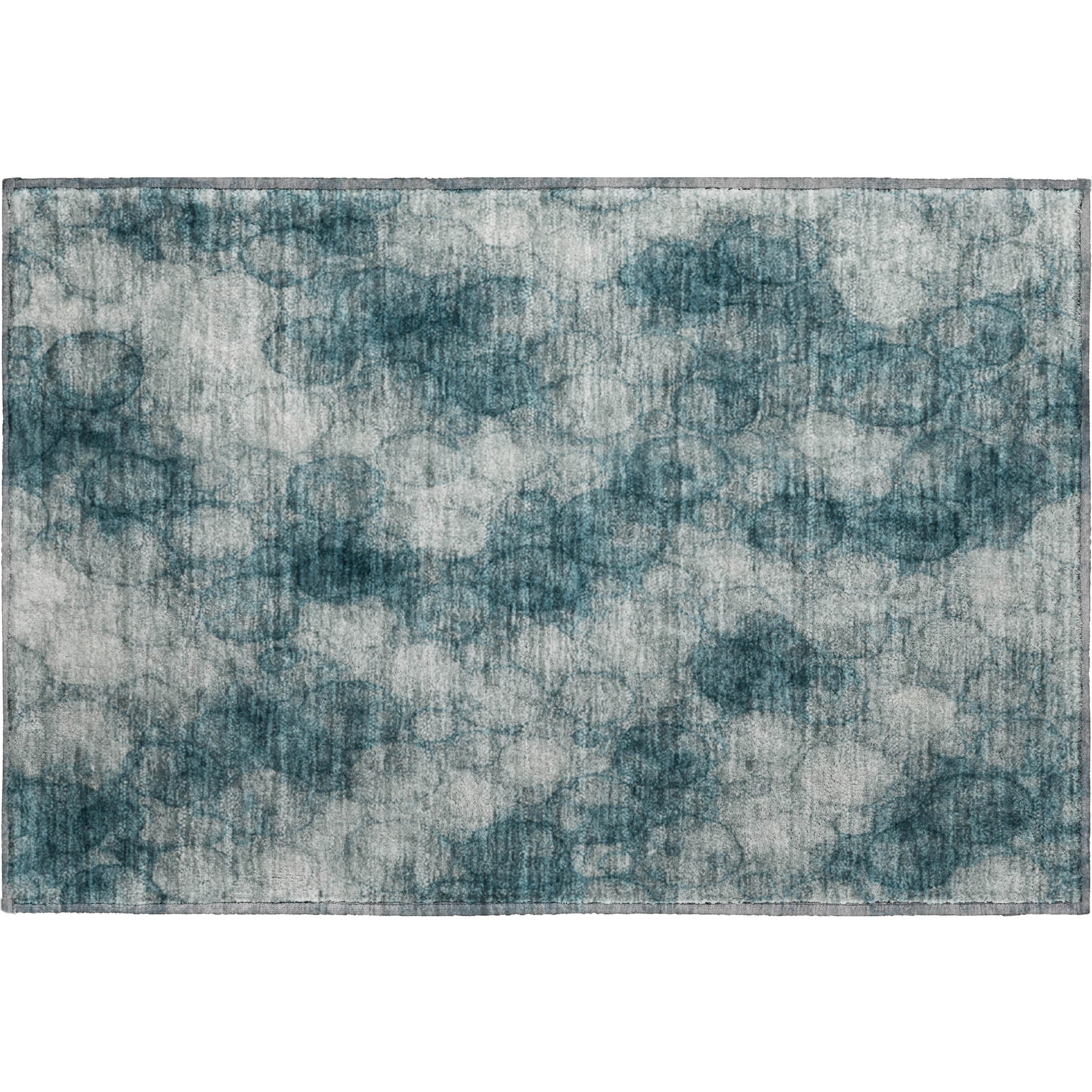 Tallinn Machine Washable Transitional Turquoise Teal Rug 1'8" x 2'6" #shape_Rectangle