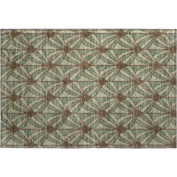 Zanzibar Machine Washable Transitional Basil Green Rug 1'8" x 2'6"