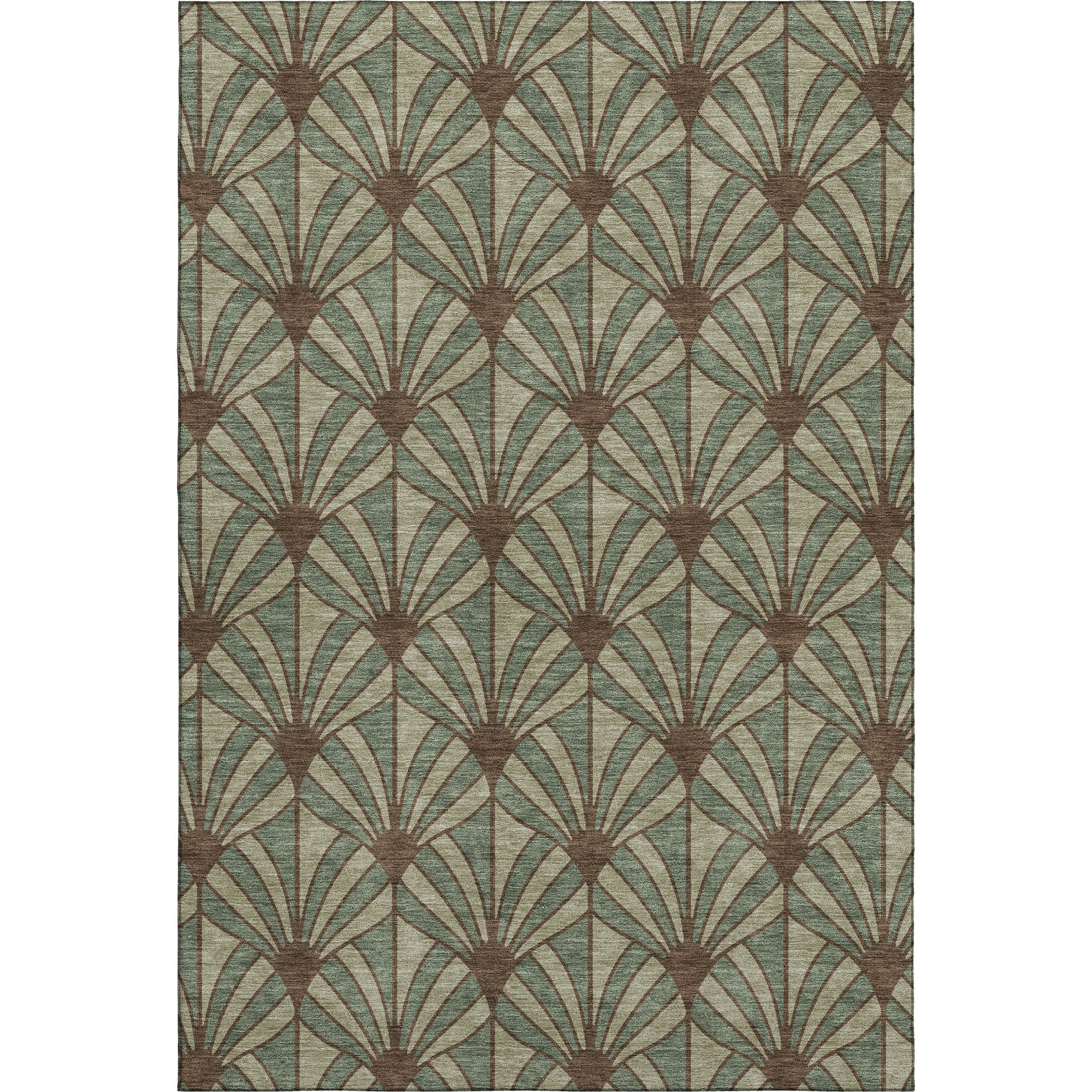 Zanzibar Machine Washable Transitional Basil Green Rug 3' x 5' #shape_Rectangle