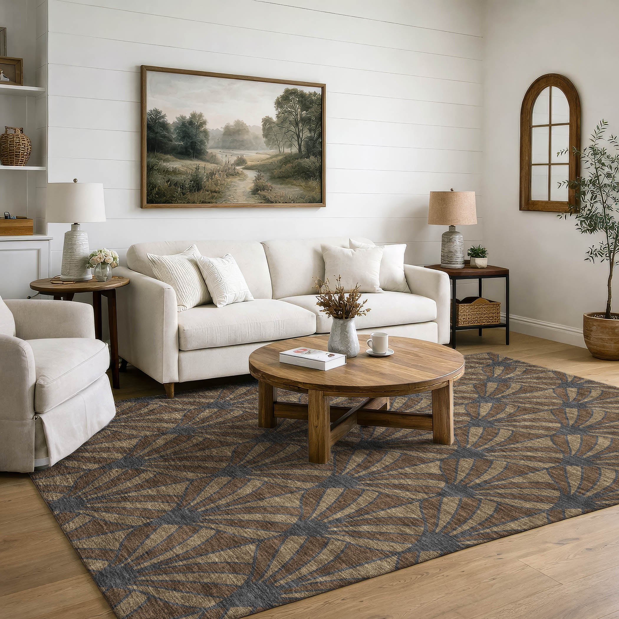 Zanzibar Machine Washable Transitional Chocolate Brown Rug 3' x 5' #shape_Rectangle