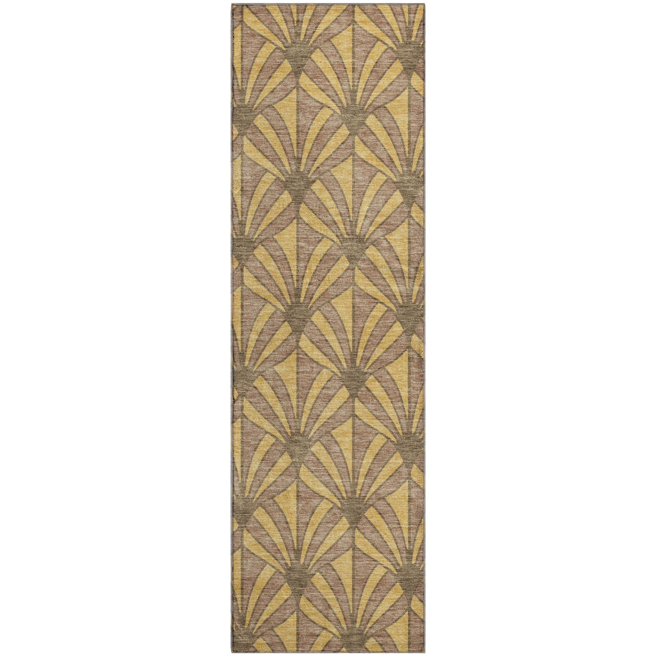 Zanzibar Machine Washable Transitional Gold Rug 2'3" x 7'6" #shape_Runner