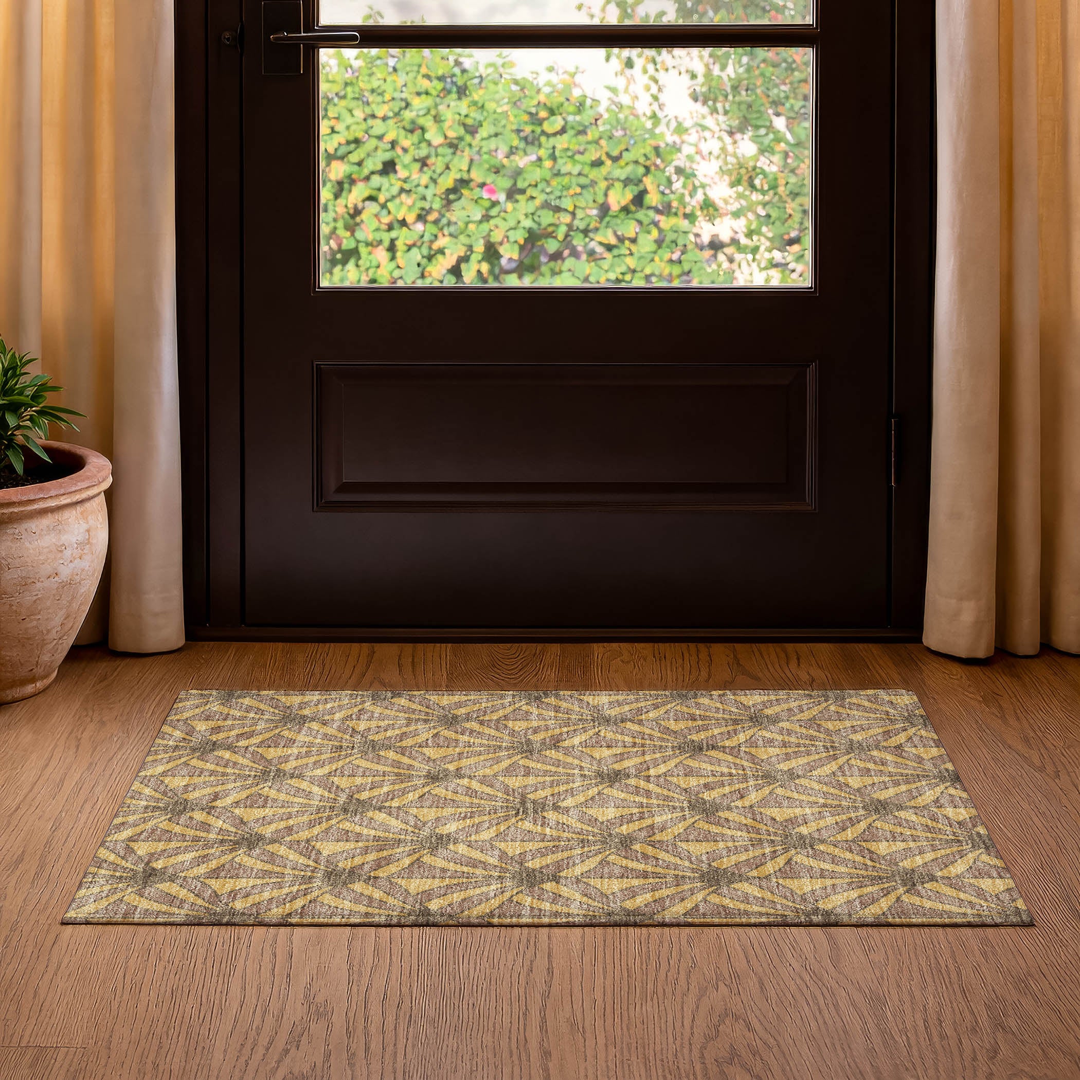 Zanzibar Machine Washable Transitional Gold Rug 1'8" x 2'6" #shape_Rectangle