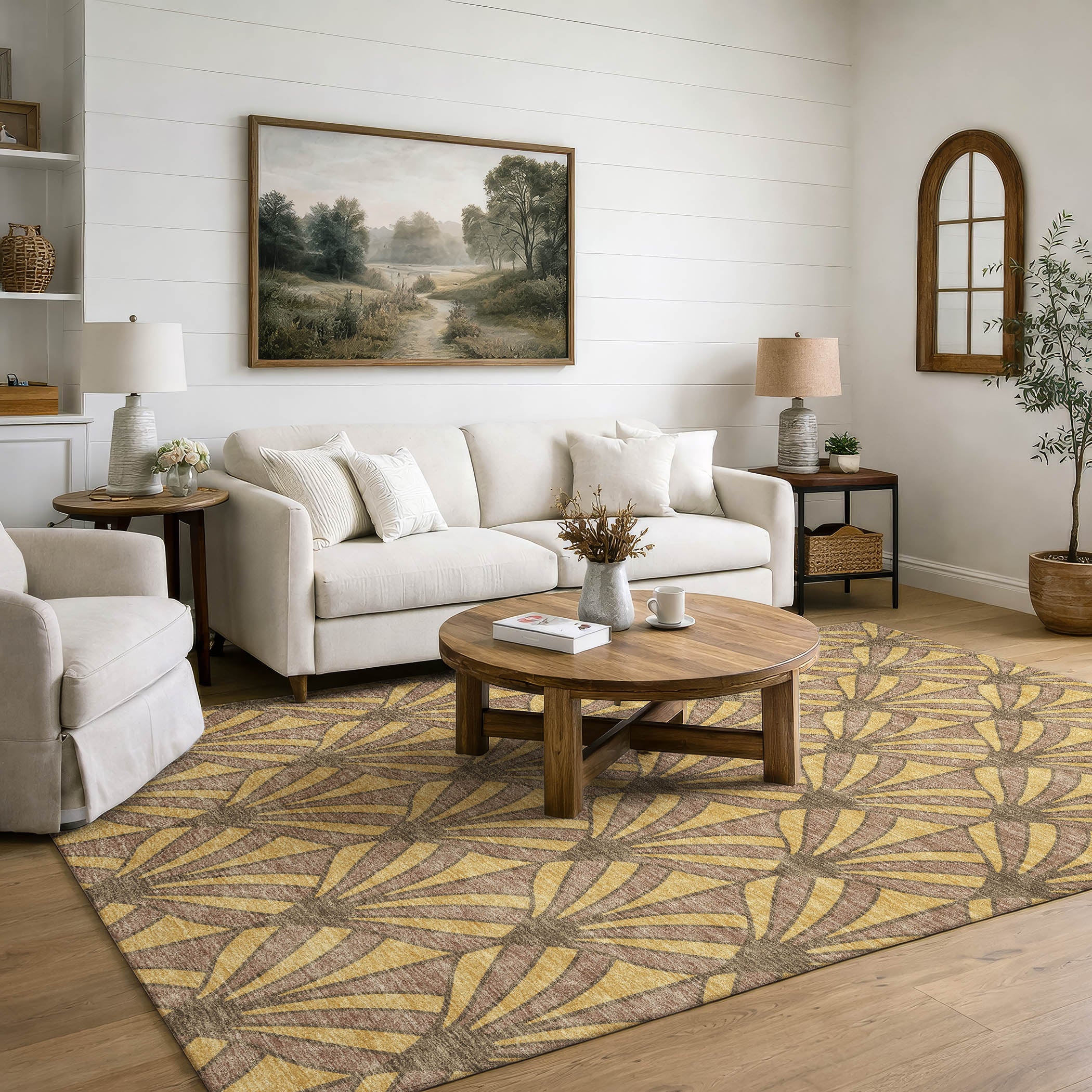 Zanzibar Machine Washable Transitional Gold Rug 3' x 5' #shape_Rectangle