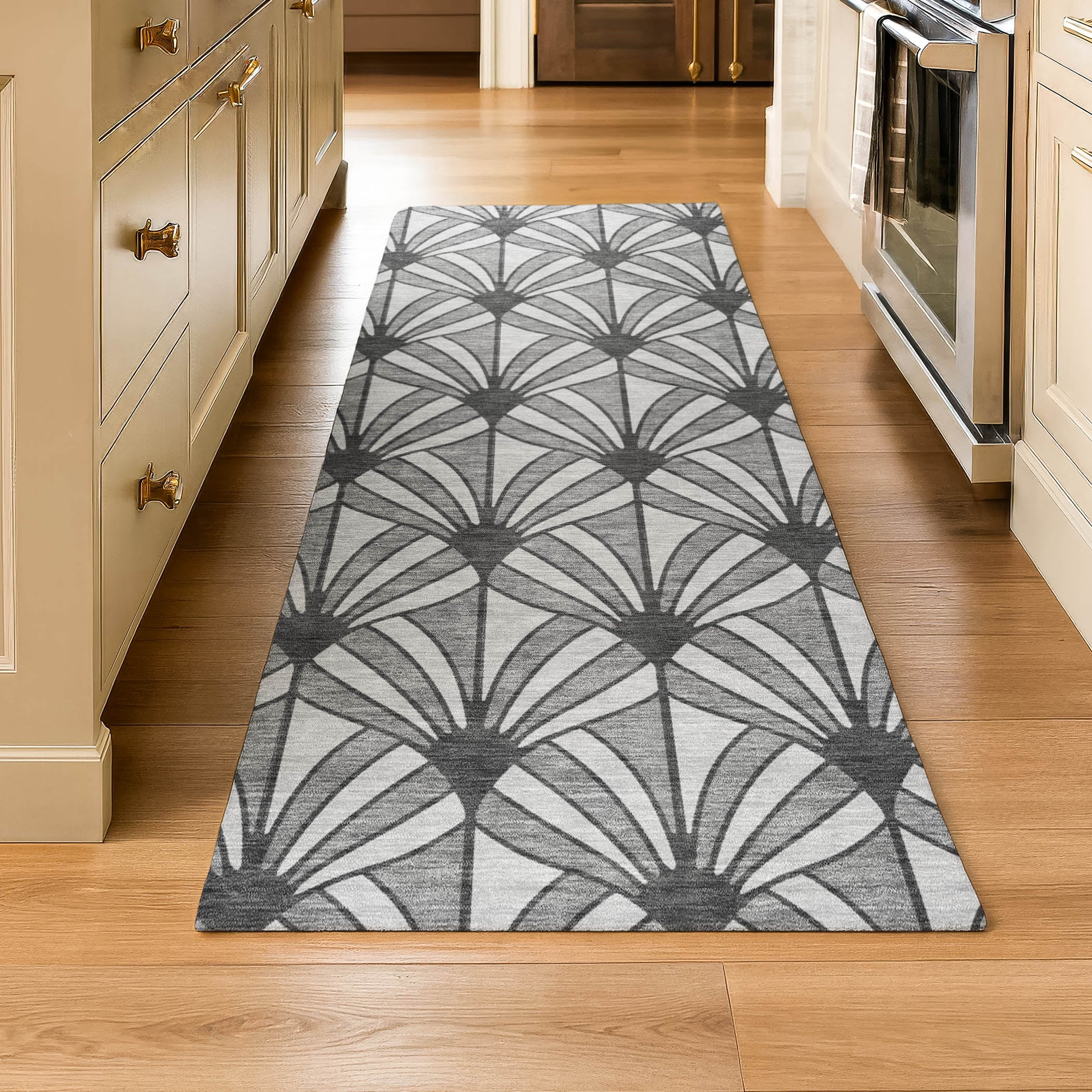 Zanzibar Machine Washable Transitional Gray Rug 2'3" x 7'6" #shape_Runner