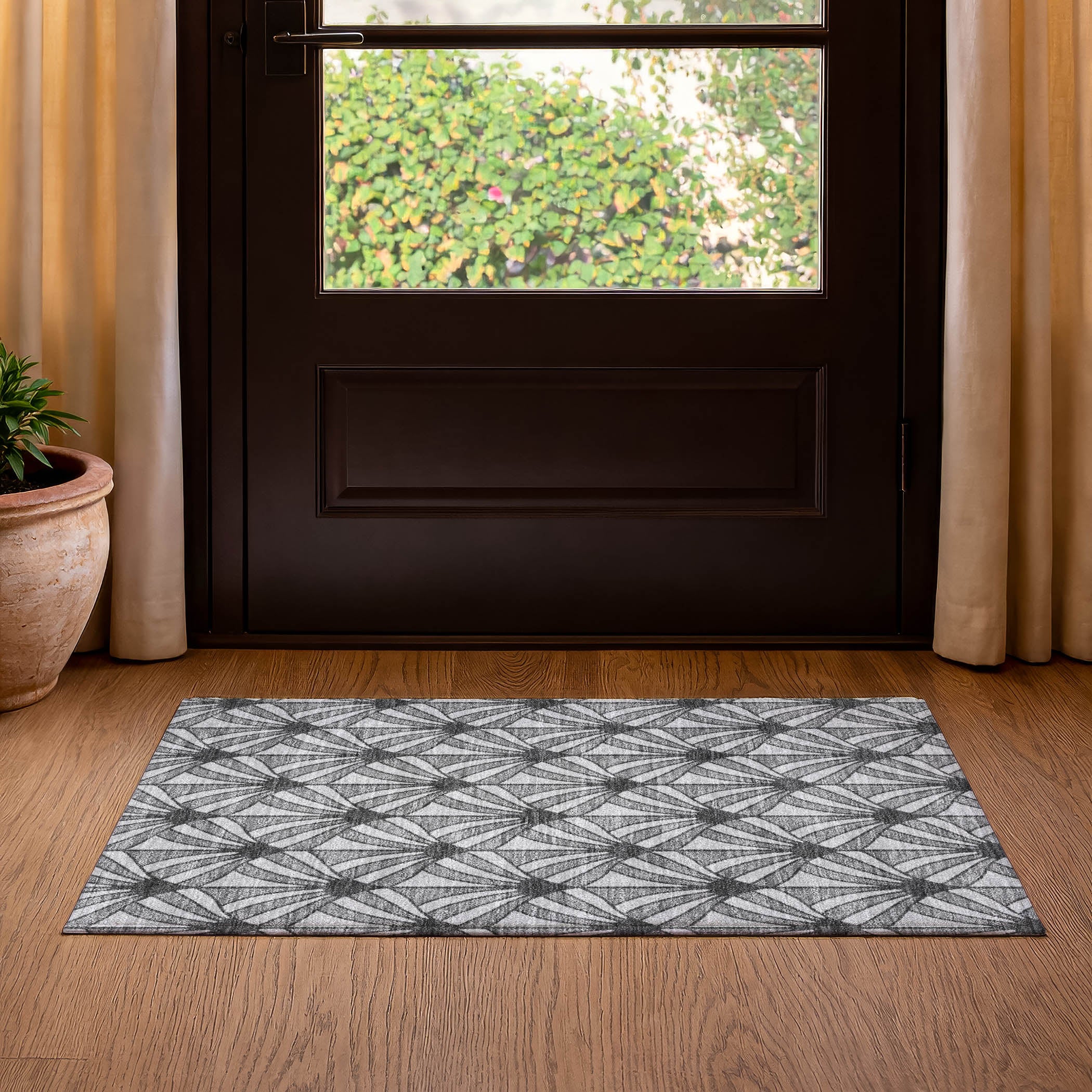Zanzibar Machine Washable Transitional Gray Rug 1'8" x 2'6" #shape_Rectangle