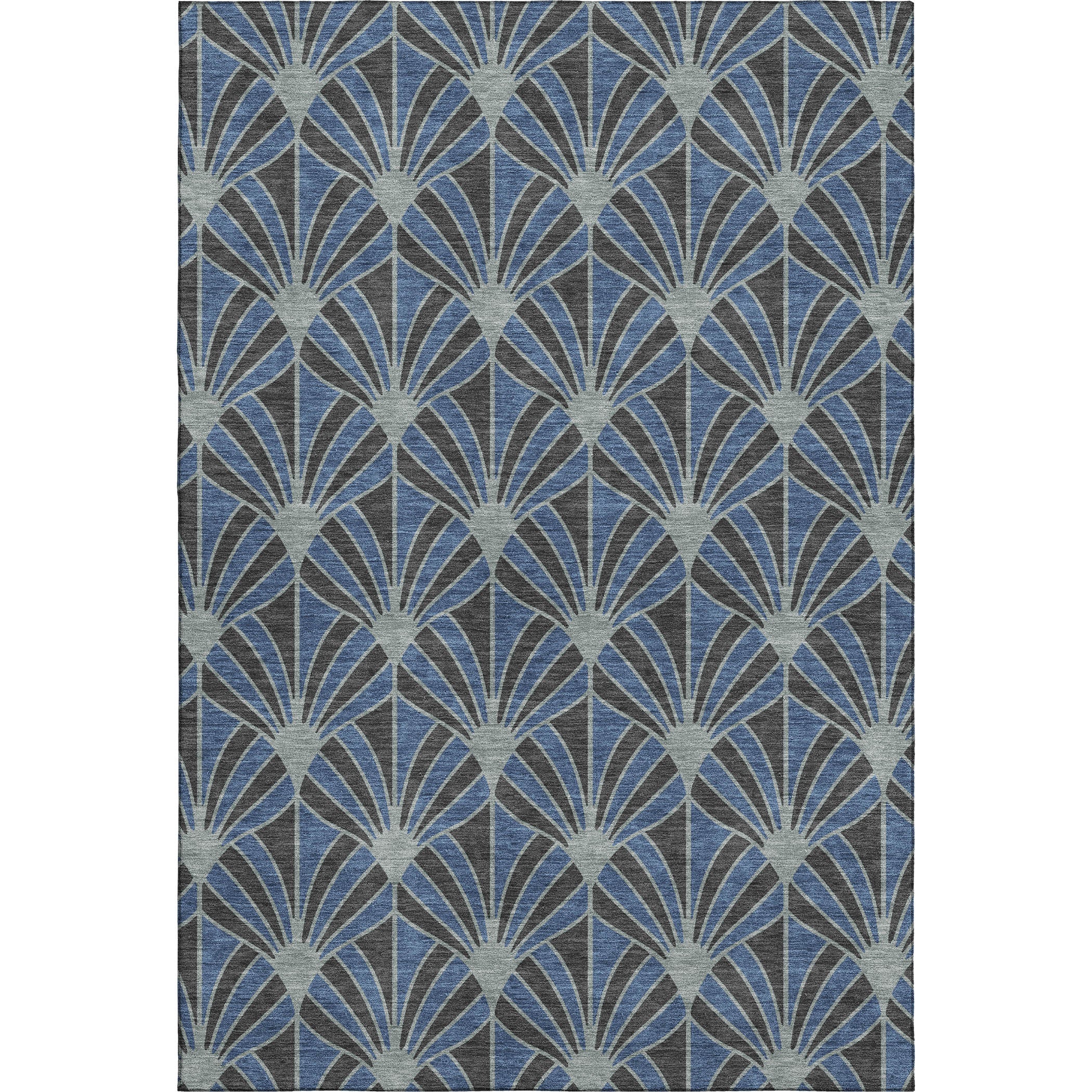 Zanzibar Machine Washable Transitional Navy Blue Rug 3' x 5' #shape_Rectangle