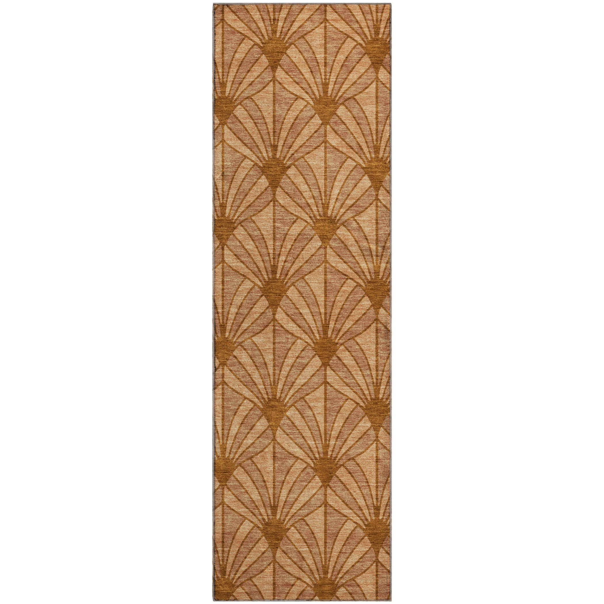 Zanzibar Machine Washable Transitional Paprika Orange Rug 2'3" x 7'6" #shape_Runner