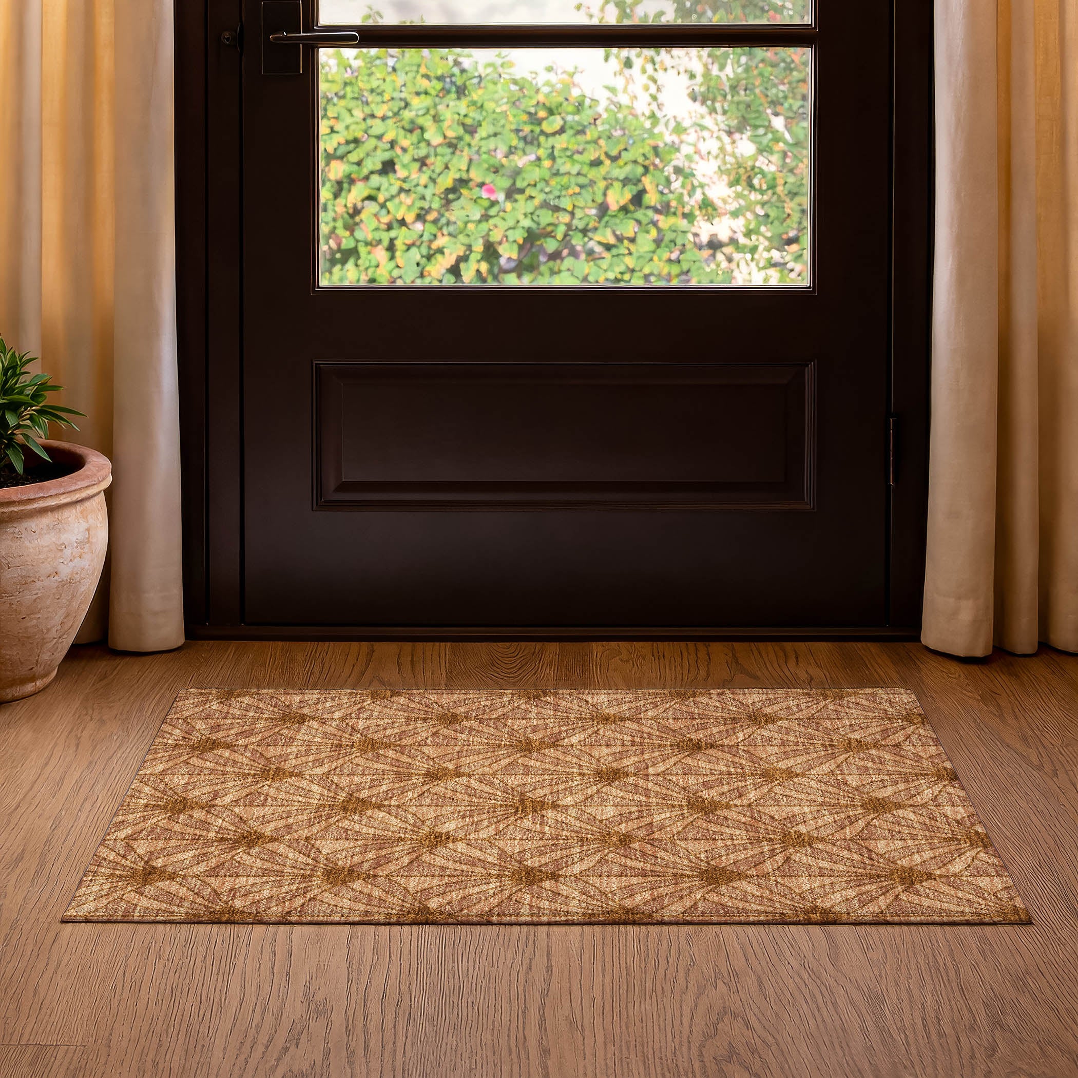 Zanzibar Machine Washable Transitional Paprika Orange Rug 1'8" x 2'6" #shape_Rectangle