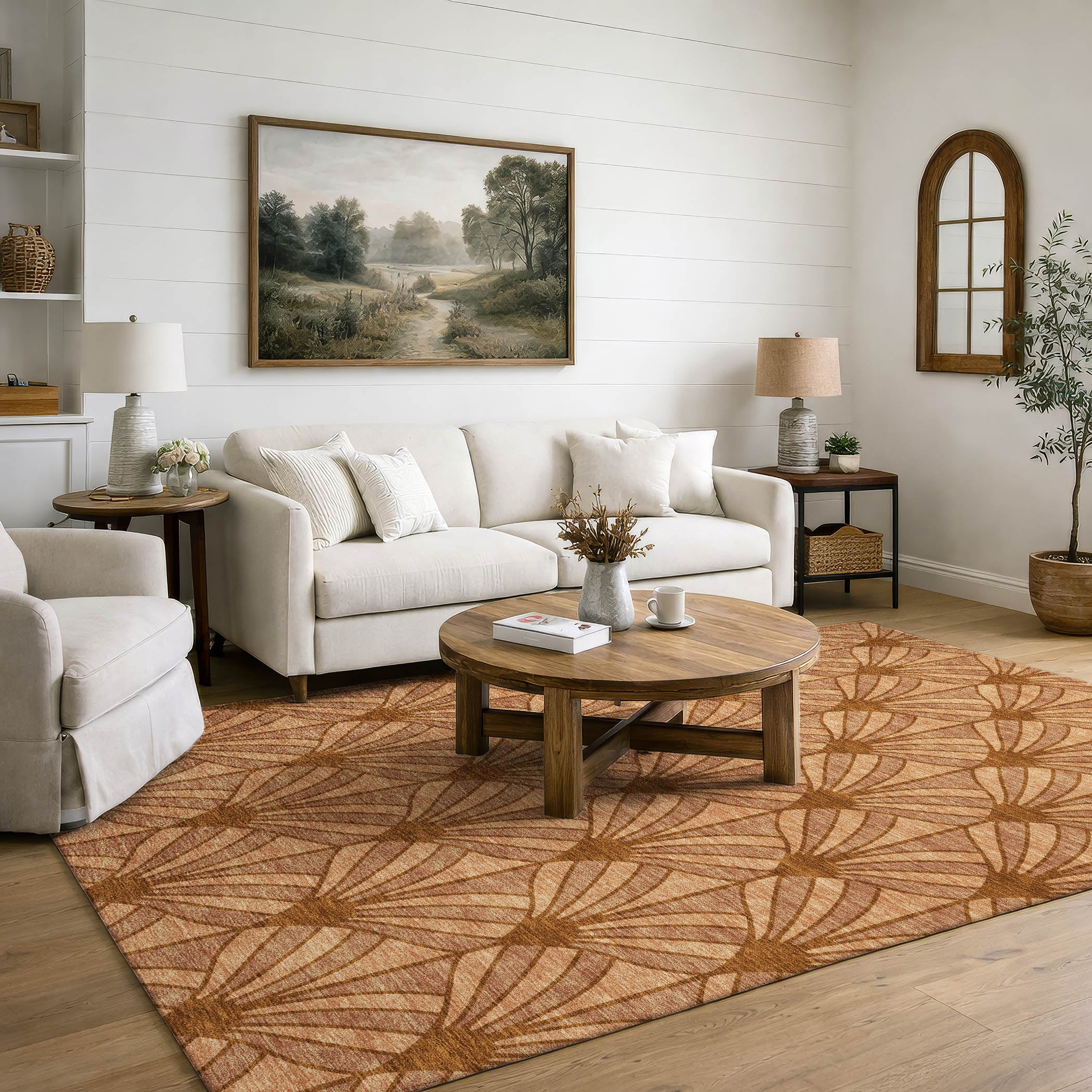 Zanzibar Machine Washable Transitional Paprika Orange Rug 3' x 5' #shape_Rectangle