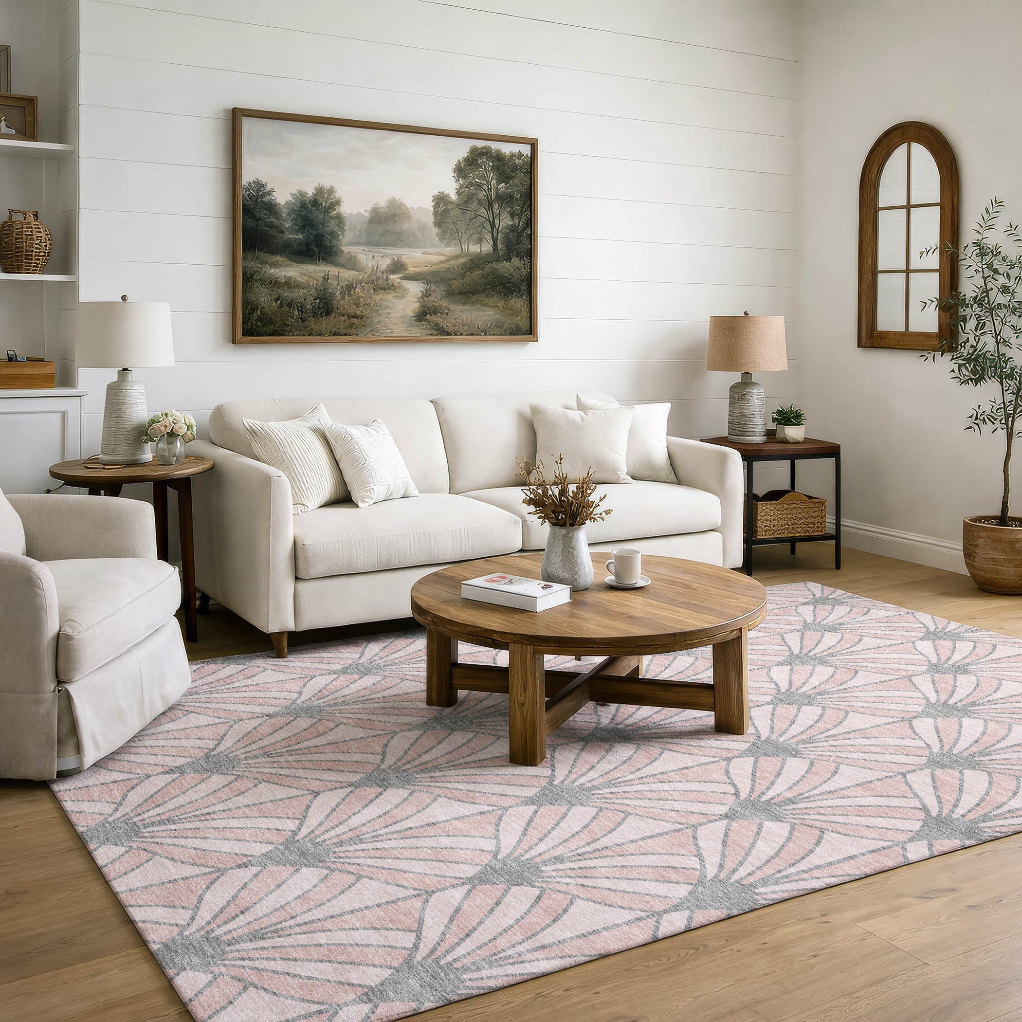 Zanzibar Machine Washable Transitional Pink Rug 3' x 5' #shape_Rectangle