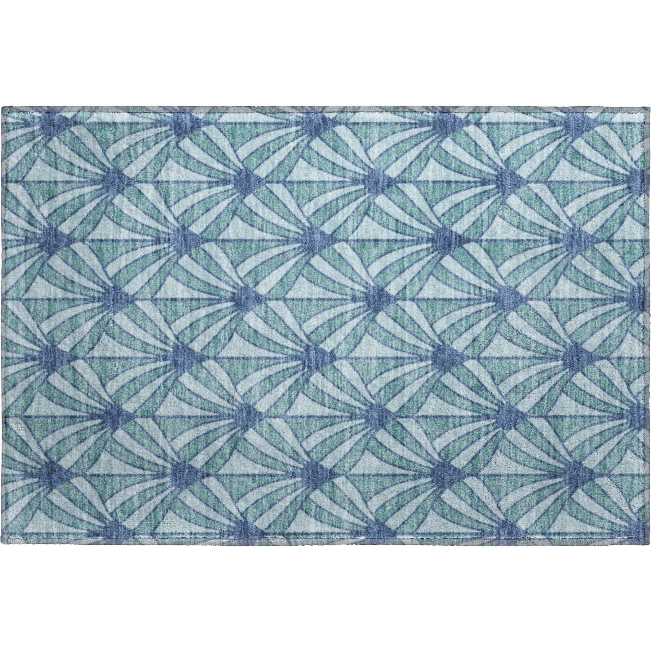 Zanzibar Machine Washable Transitional Teal Rug 1'8" x 2'6" #shape_Rectangle