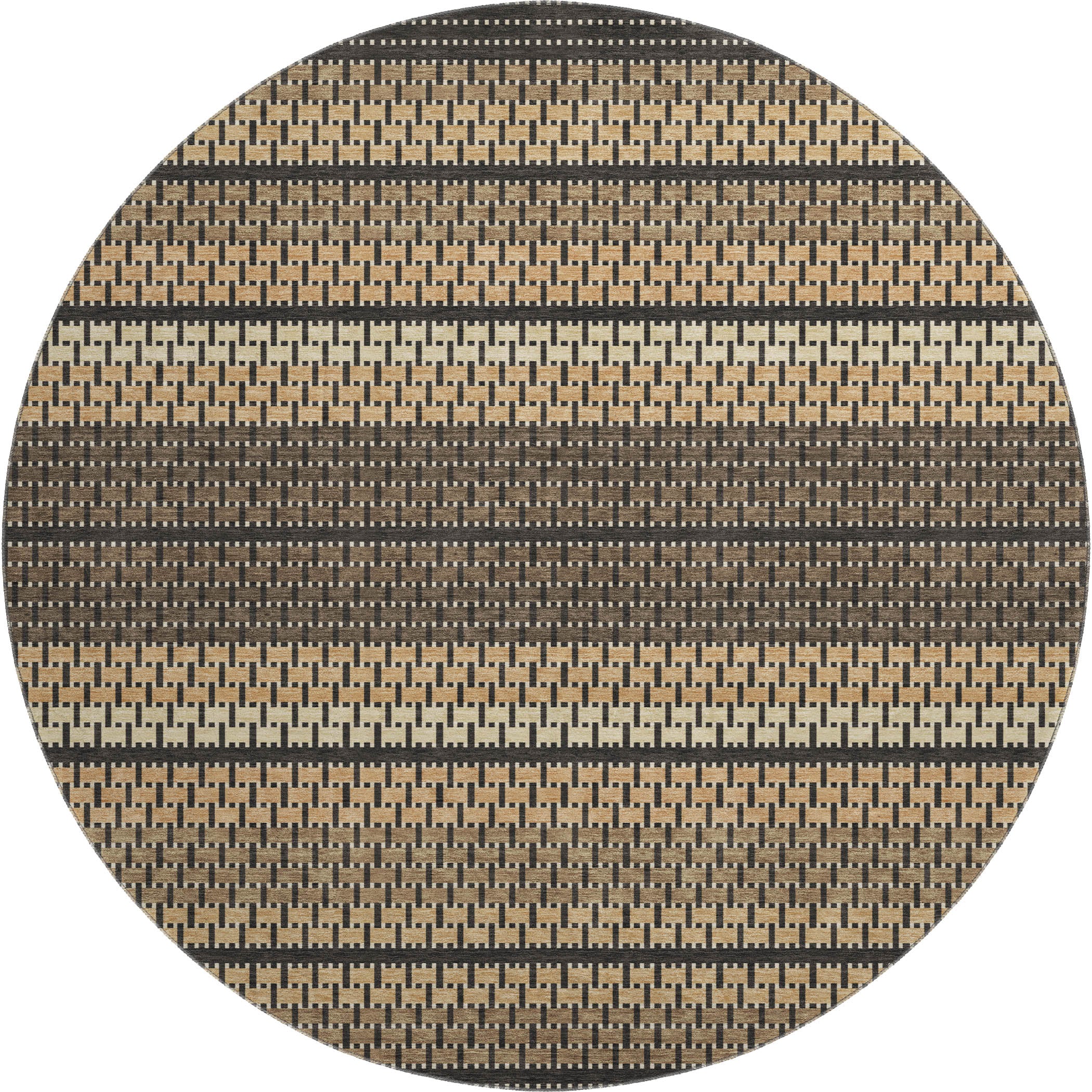 Seoul Machine Washable Transitional Gold Rug 8' x 8' #shape_Round