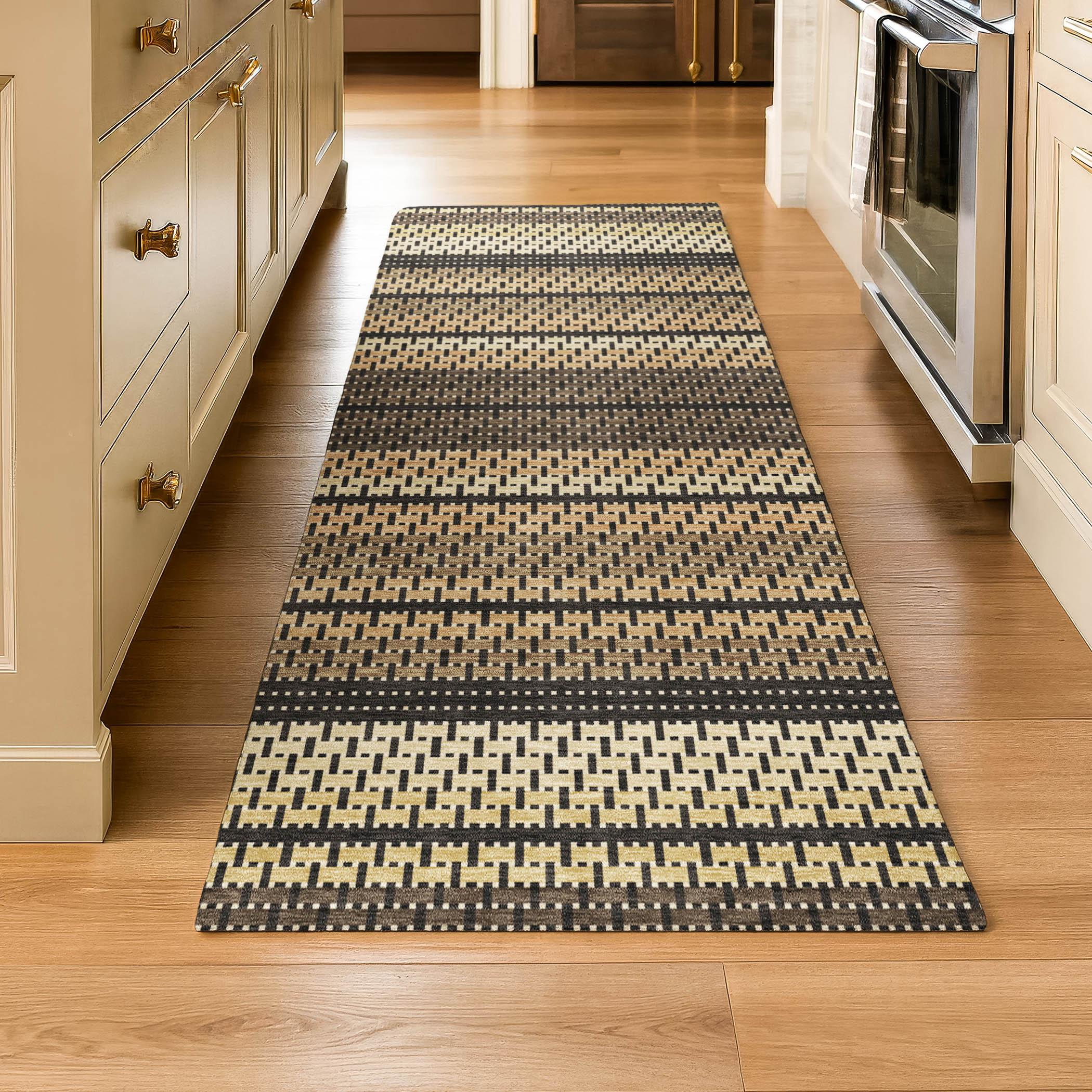 Seoul Machine Washable Transitional Gold Rug 2'3" x 7'6" #shape_Runner