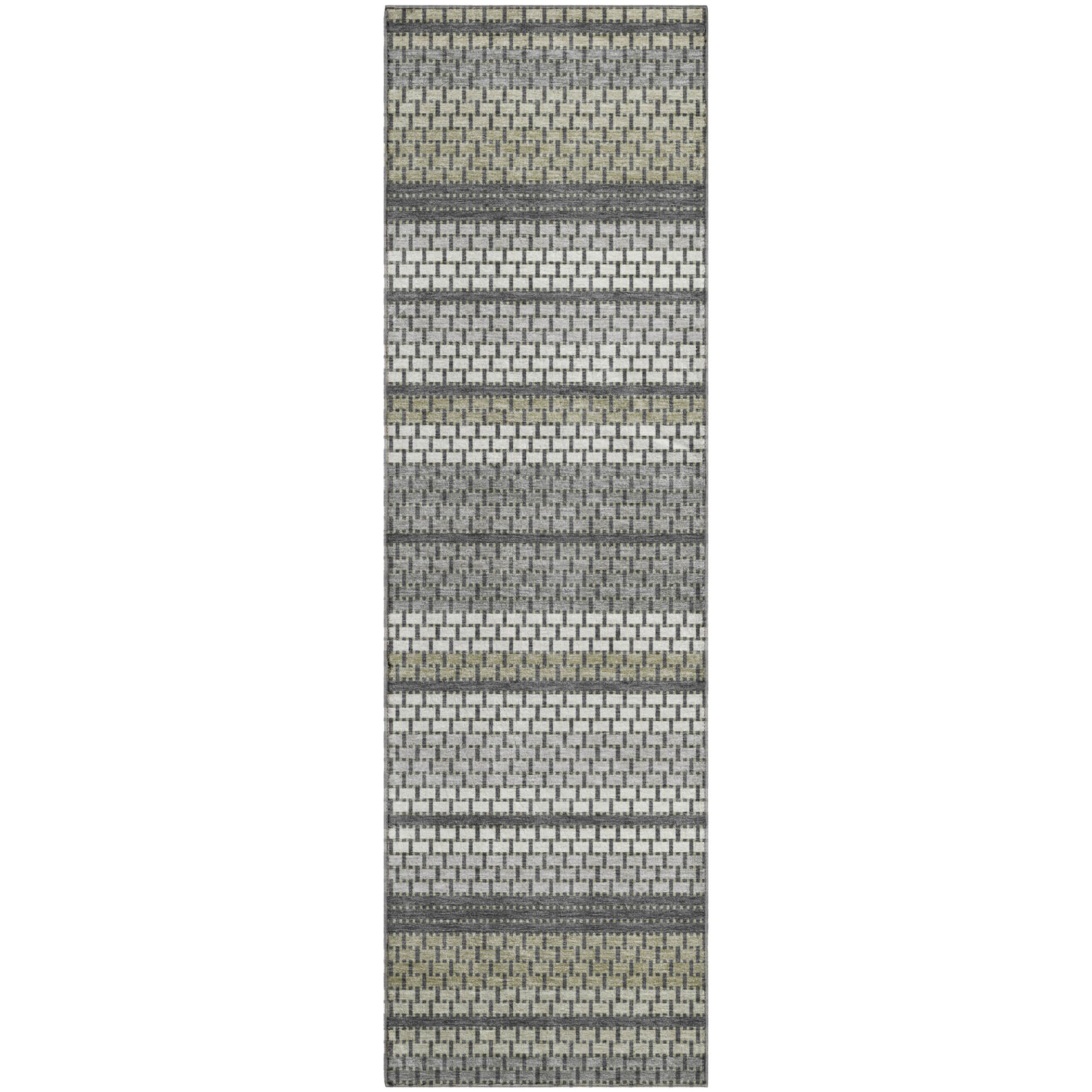 Seoul Machine Washable Transitional Gray Rug 2'3" x 7'6" #shape_Runner