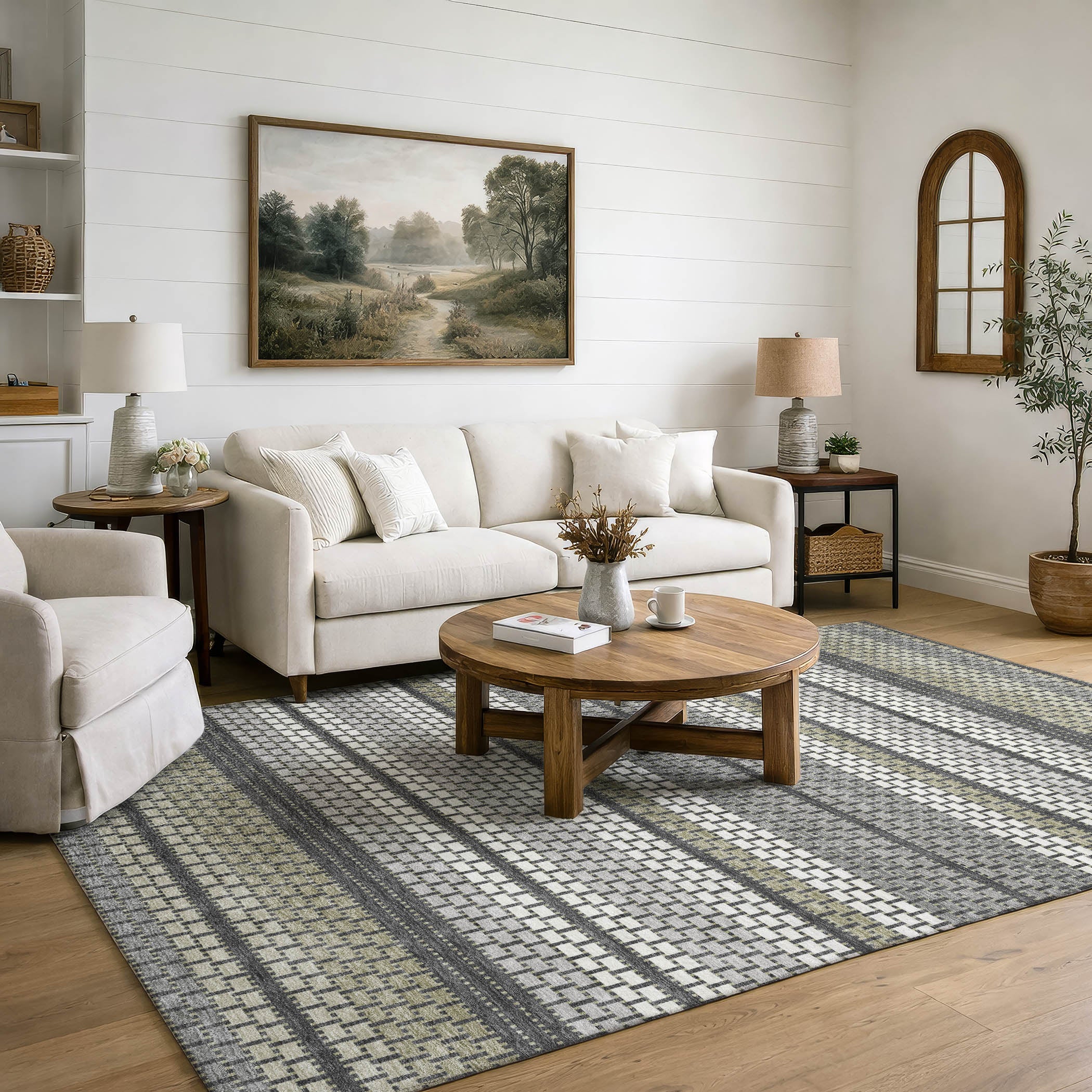Seoul Machine Washable Transitional Gray Rug 3' x 5' #shape_Rectangle