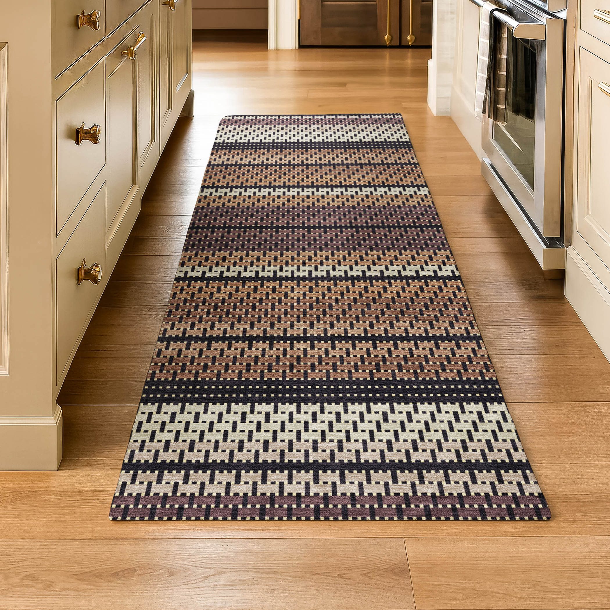 Seoul Machine Washable Transitional Paprika Orange Rug 2'3" x 7'6" #shape_Runner