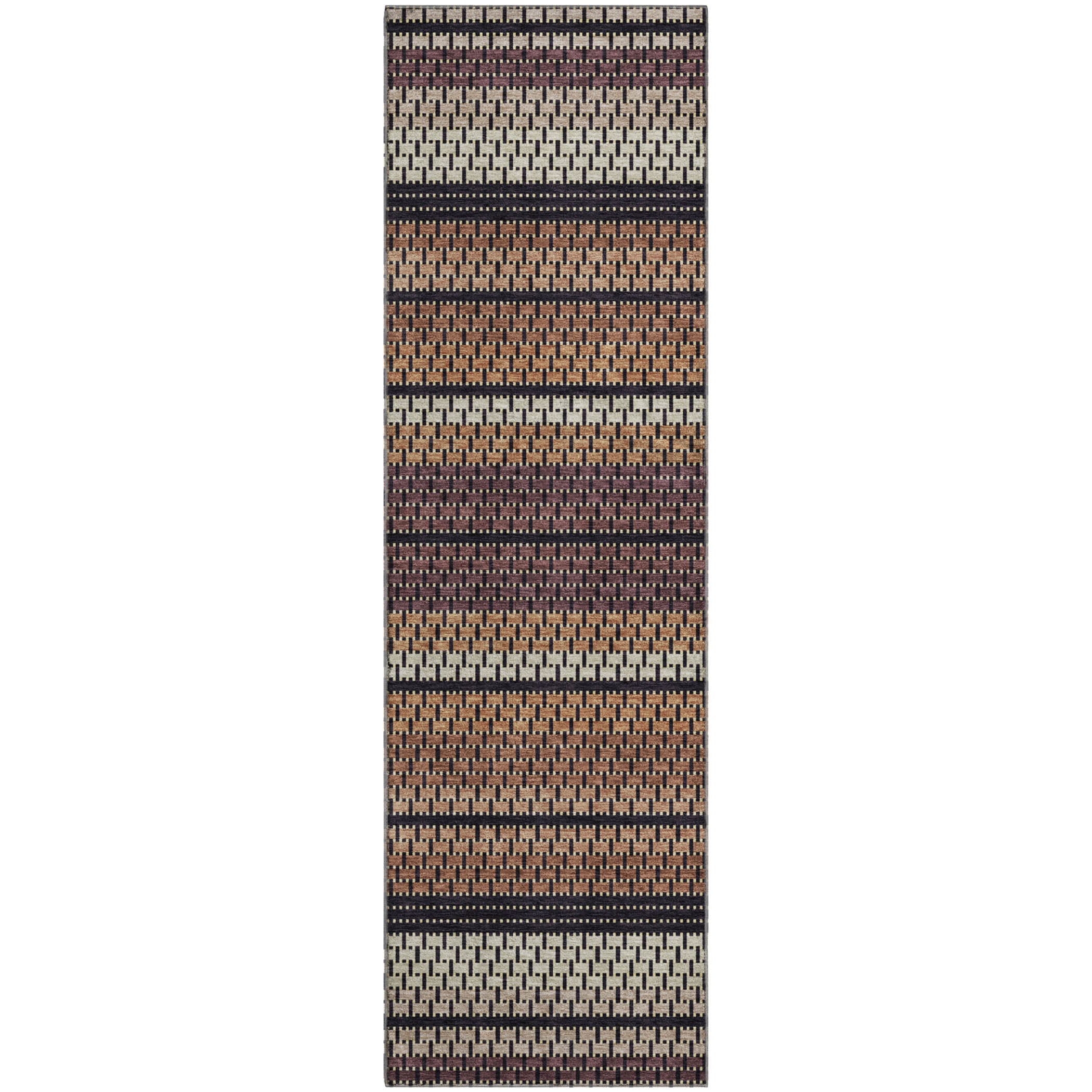 Seoul Machine Washable Transitional Paprika Orange Rug 2'3" x 7'6" #shape_Runner