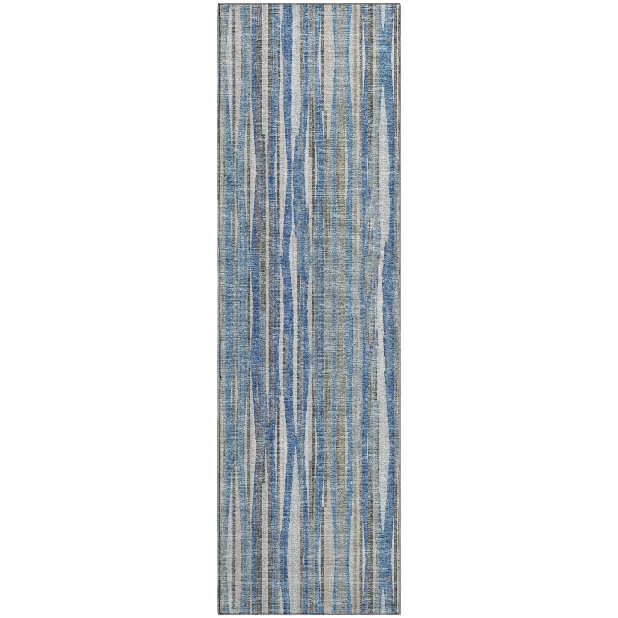 Montevideo Machine Washable Transitional Blue Rug 2'3" x 7'6" #shape_Runner