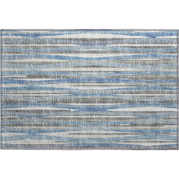 Montevideo Machine Washable Transitional Blue Rug 1'8" x 2'6"