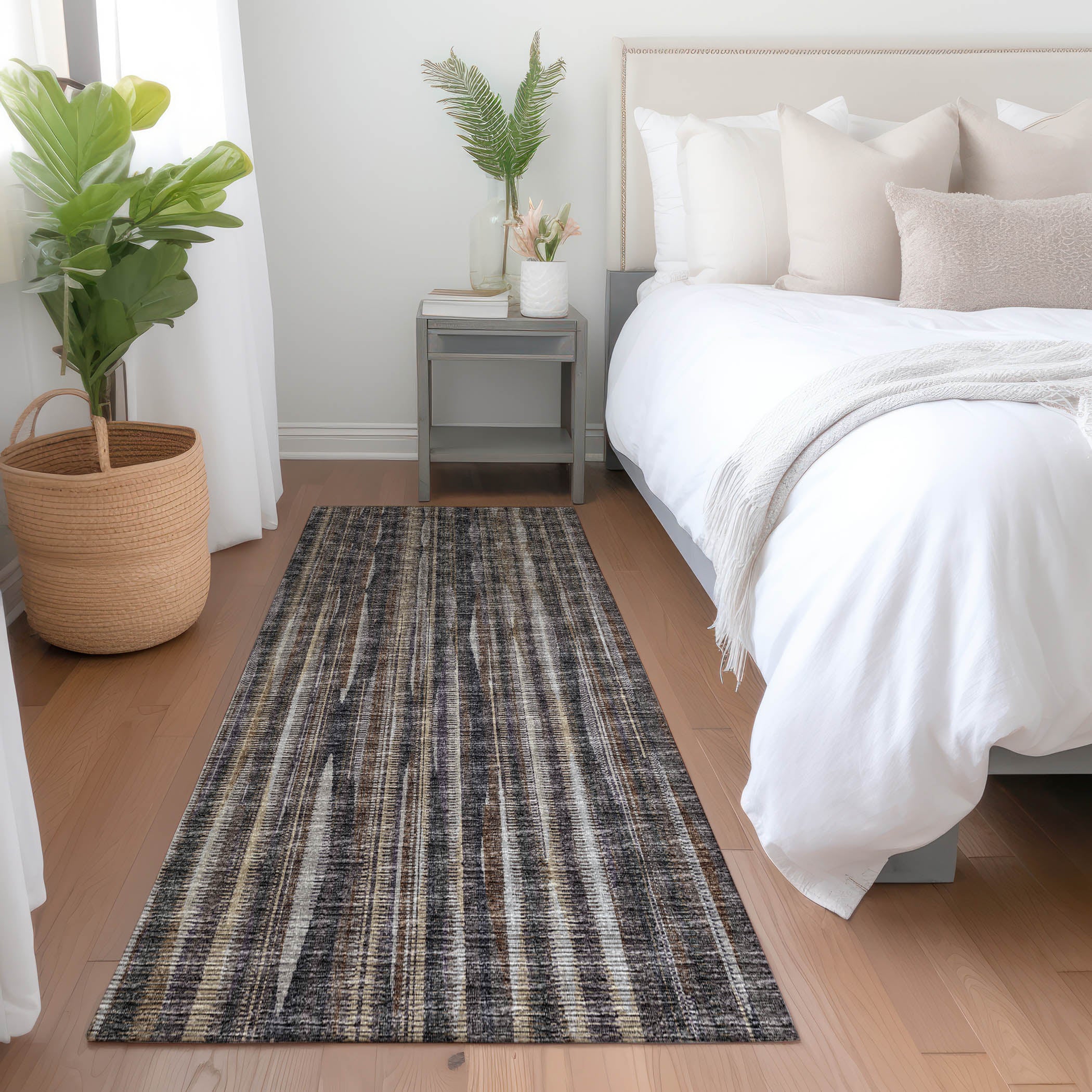Montevideo Machine Washable Transitional Brown Chocolate Rug 2'3" x 7'6" #shape_Runner