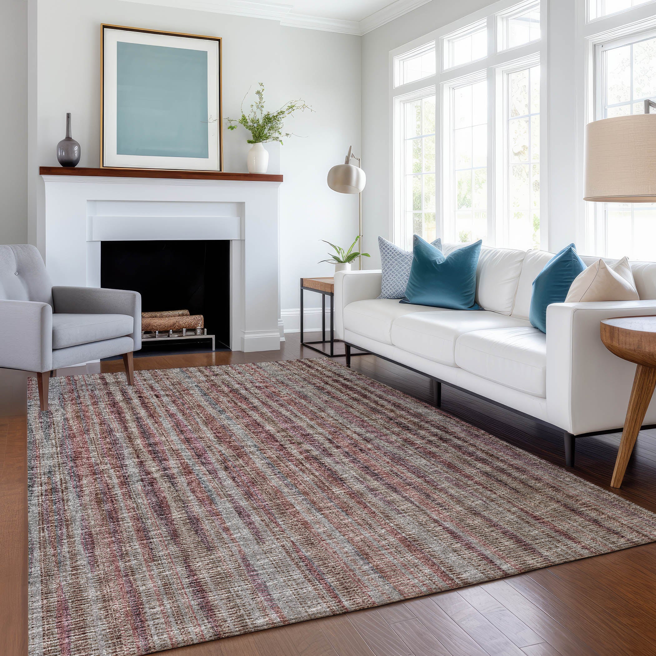 Montevideo Machine Washable Transitional Burgundy Pink Rug 2'6" x 3'10" #shape_Rectangle