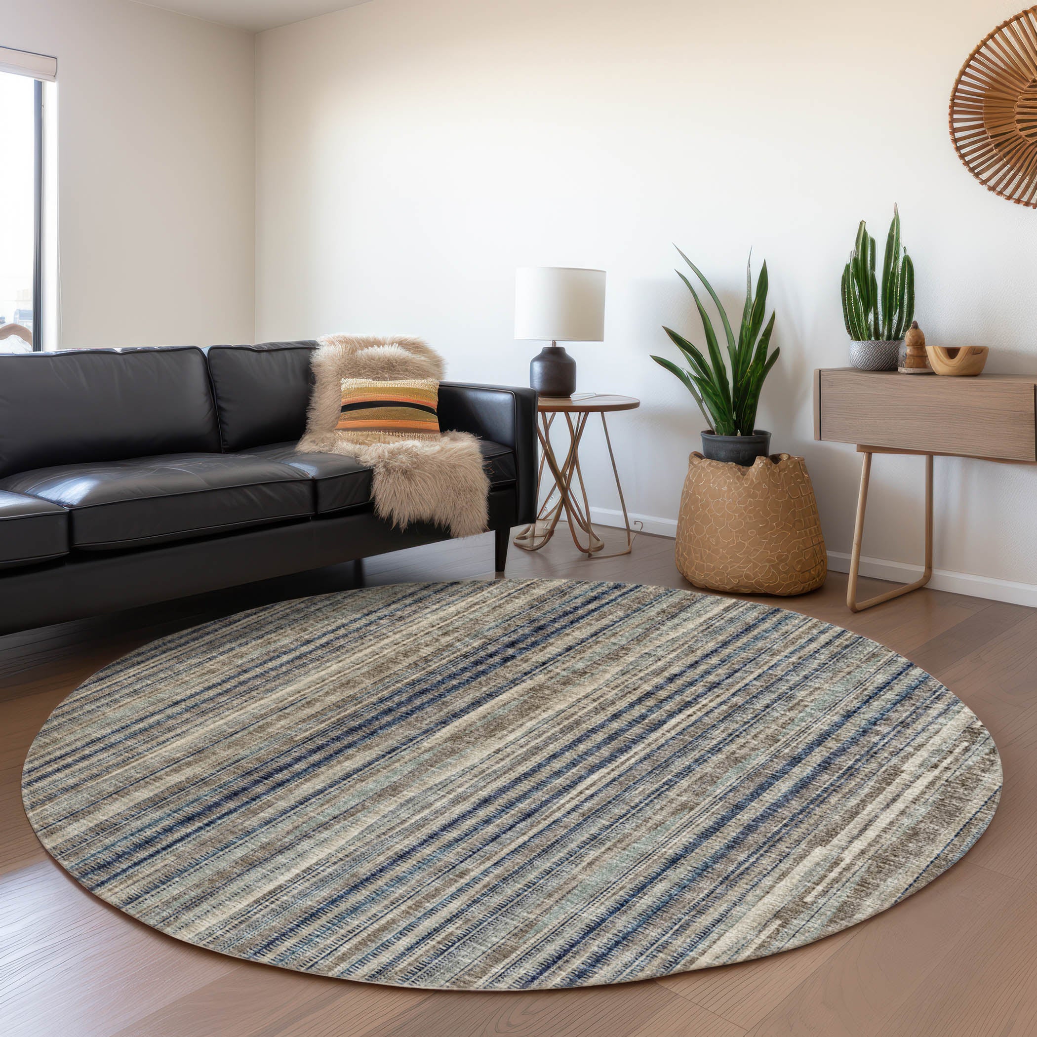 Montevideo Machine Washable Transitional Earth Mocha Rug 8' x 8' #shape_Round