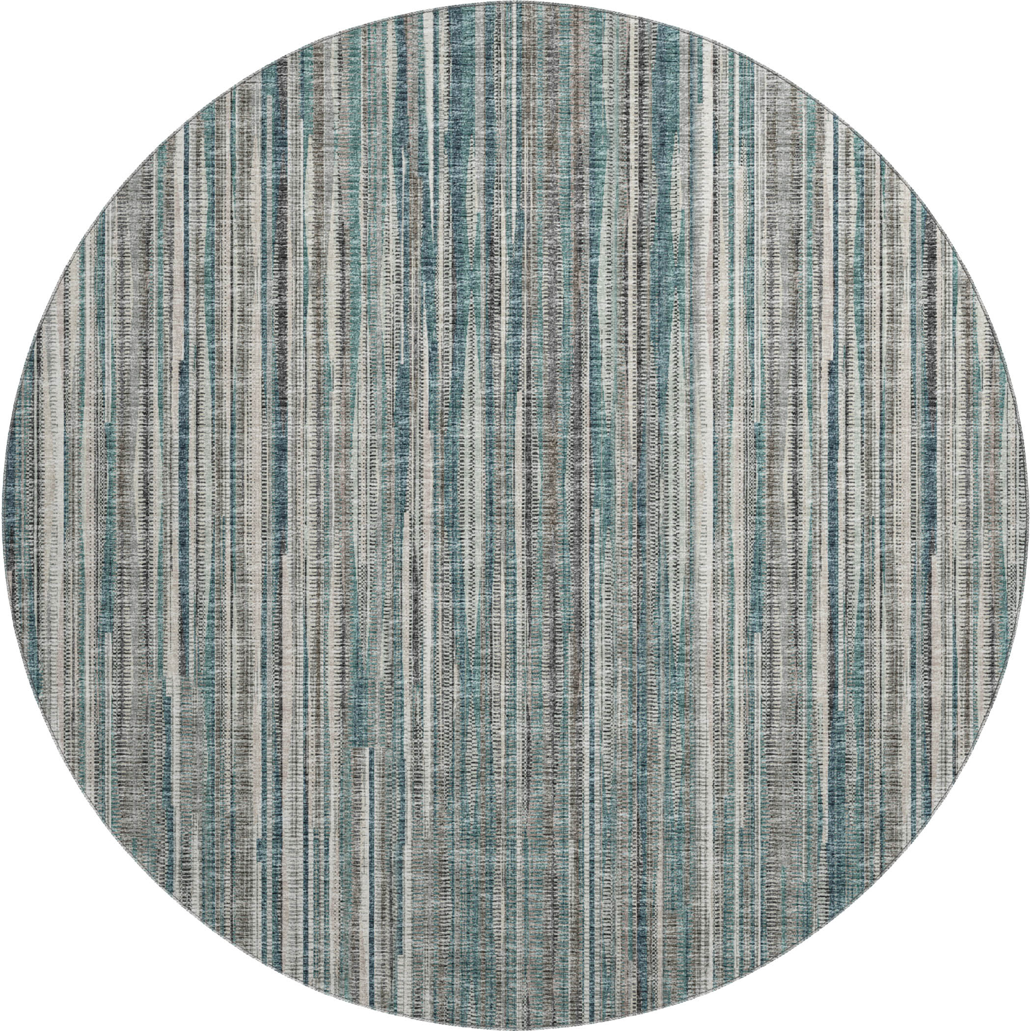Montevideo Machine Washable Transitional Peacock Teal Rug 8' x 8' #shape_Round