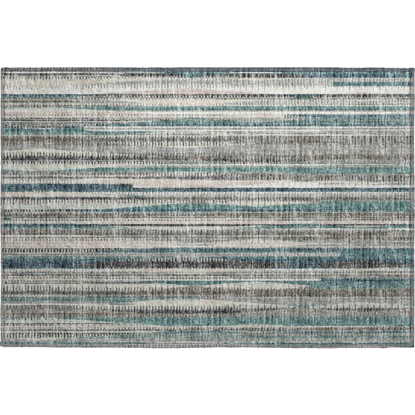 Montevideo Machine Washable Transitional Peacock Teal Rug 1'8" x 2'6"