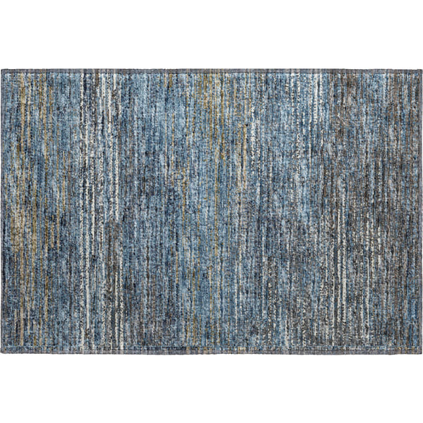 Porto Machine Washable Transitional Blue Navy Rug 1'8" x 2'6"