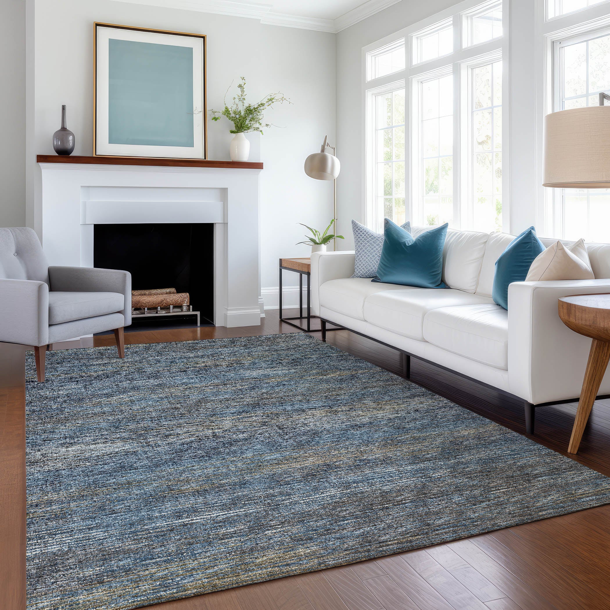 Porto Machine Washable Transitional Blue Navy Rug 2'6" x 3'10" #shape_Rectangle