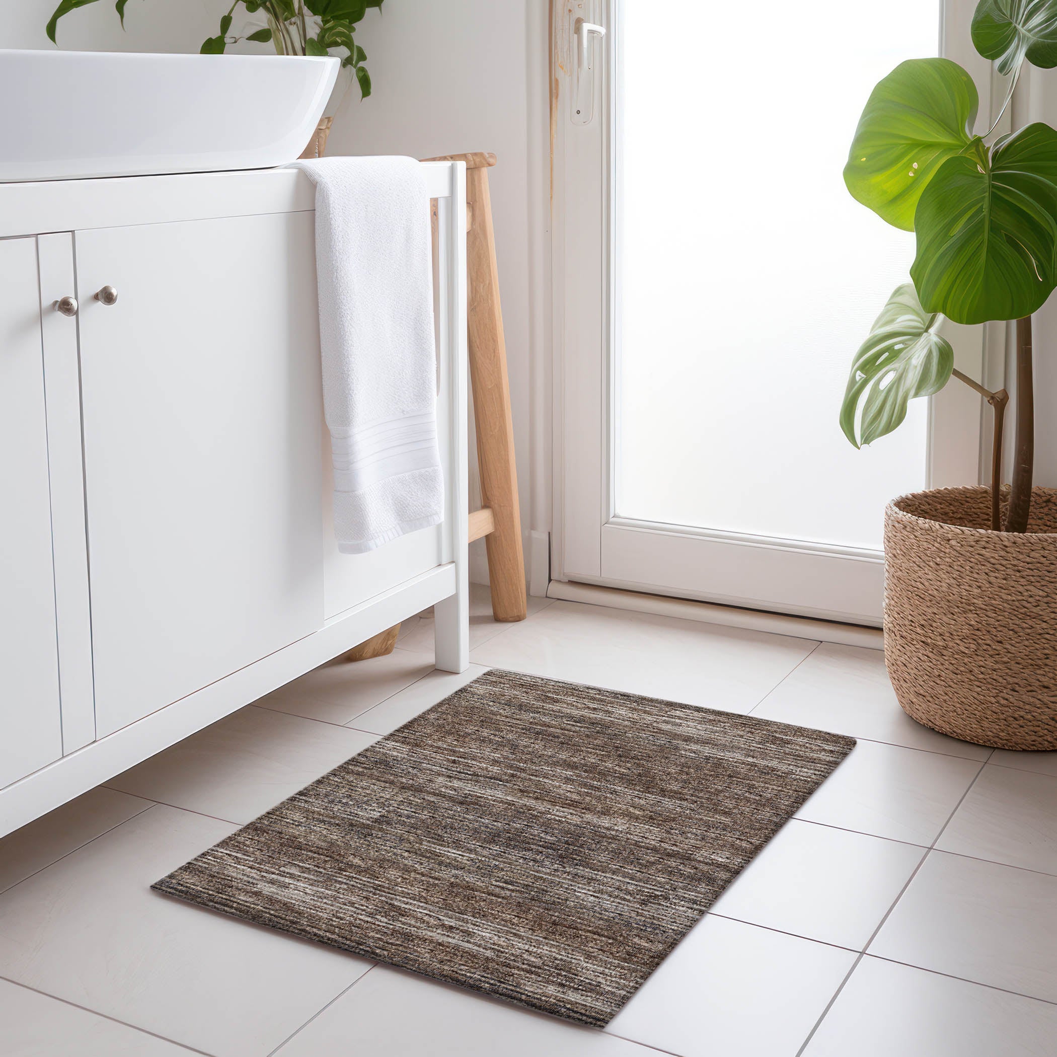 Porto Machine Washable Transitional Brown Chocolate Rug 1'8" x 2'6" #shape_Rectangle