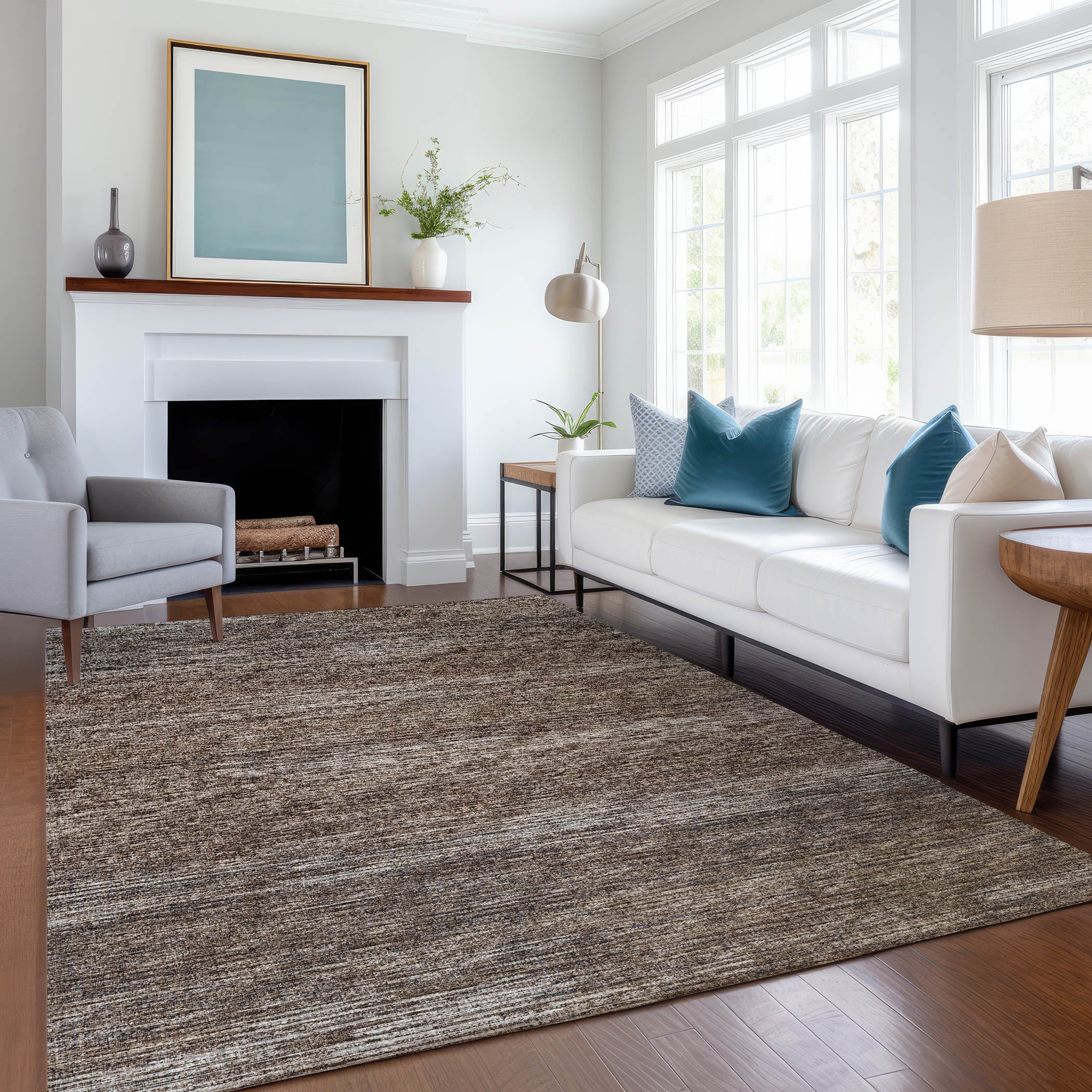 Porto Machine Washable Transitional Brown Chocolate Rug 2'6" x 3'10" #shape_Rectangle